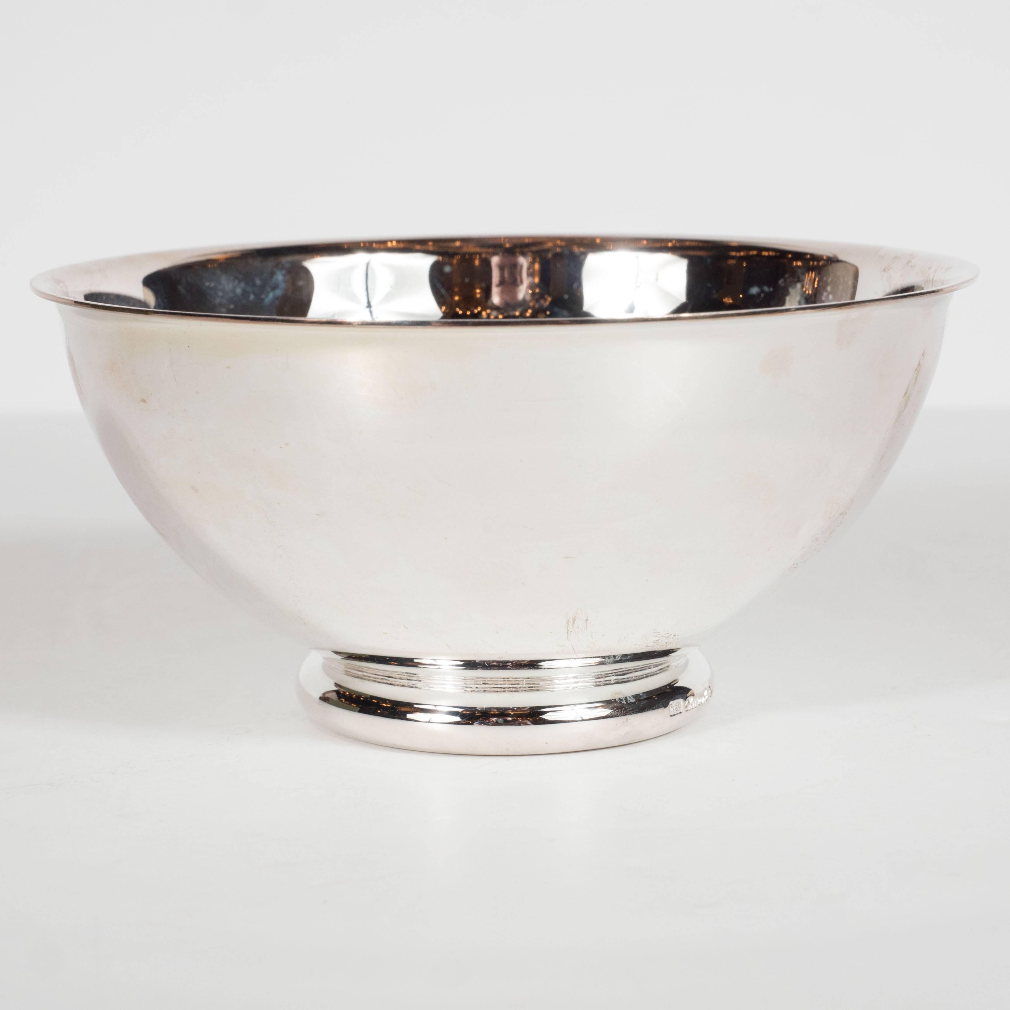 Modern Vertigo Bowl in Silver Plate with Curved Lip and Base, Signed Christofle