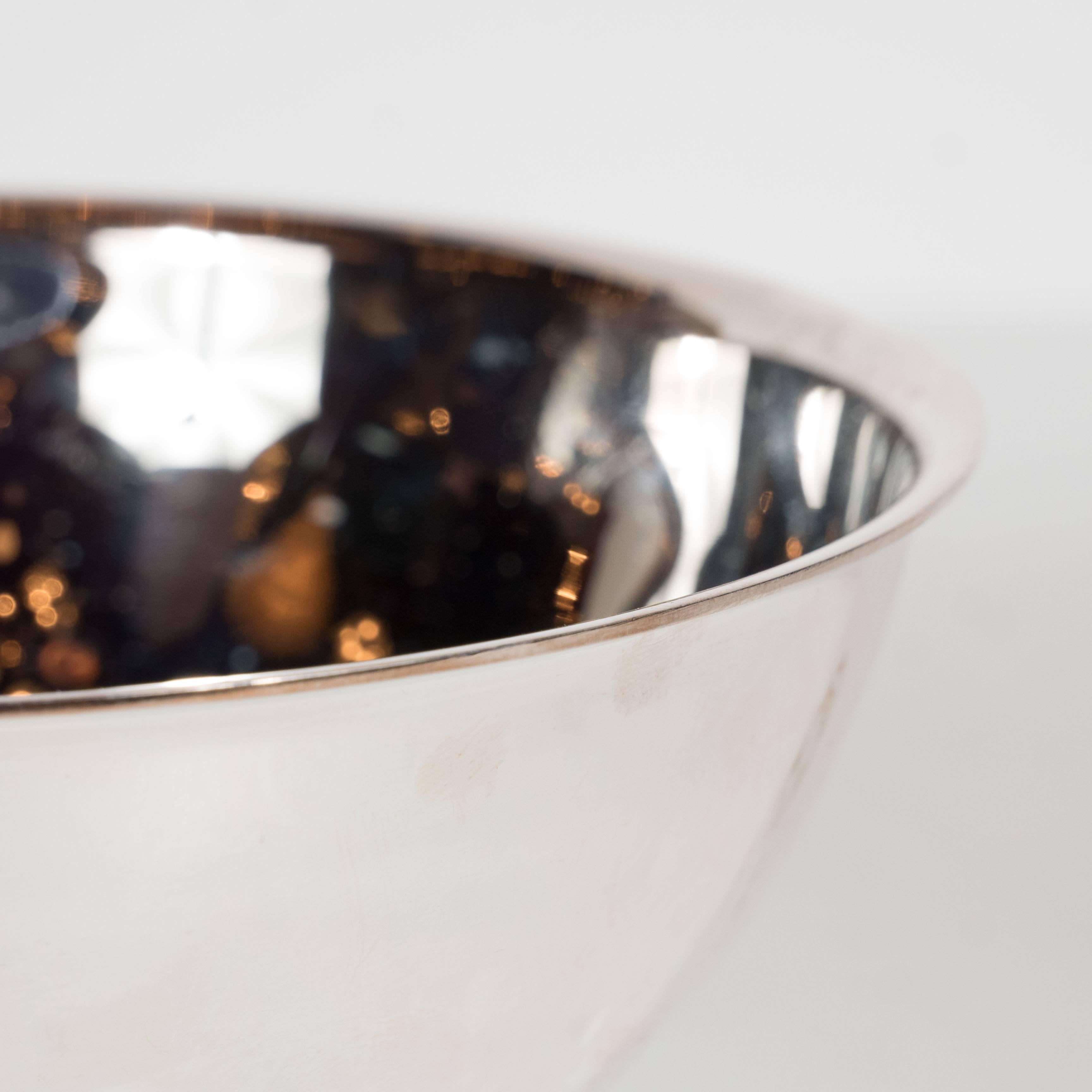 20th Century Vertigo Bowl in Silver Plate with Curved Lip and Base, Signed Christofle