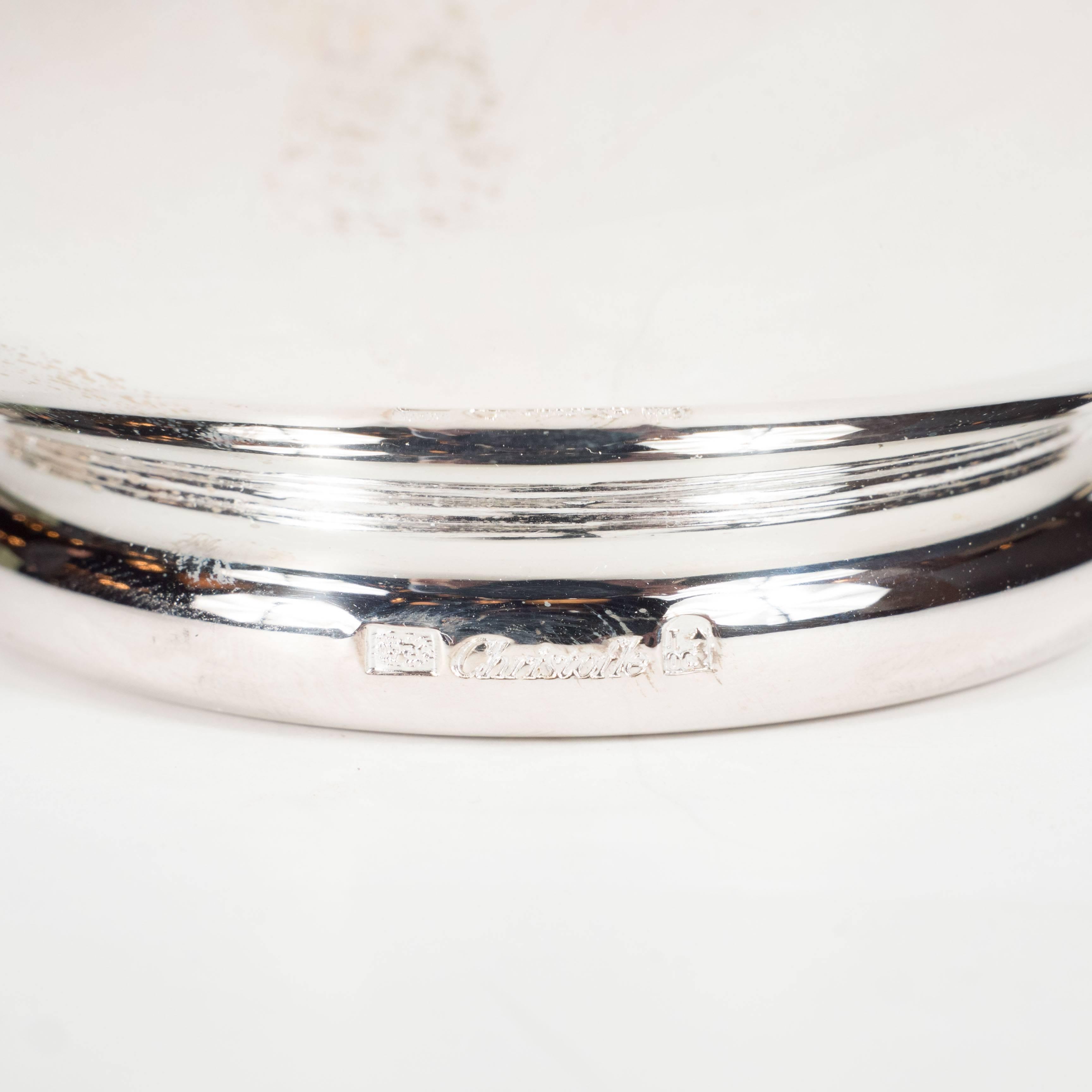 Sterling Silver Vertigo Bowl in Silver Plate with Curved Lip and Base, Signed Christofle