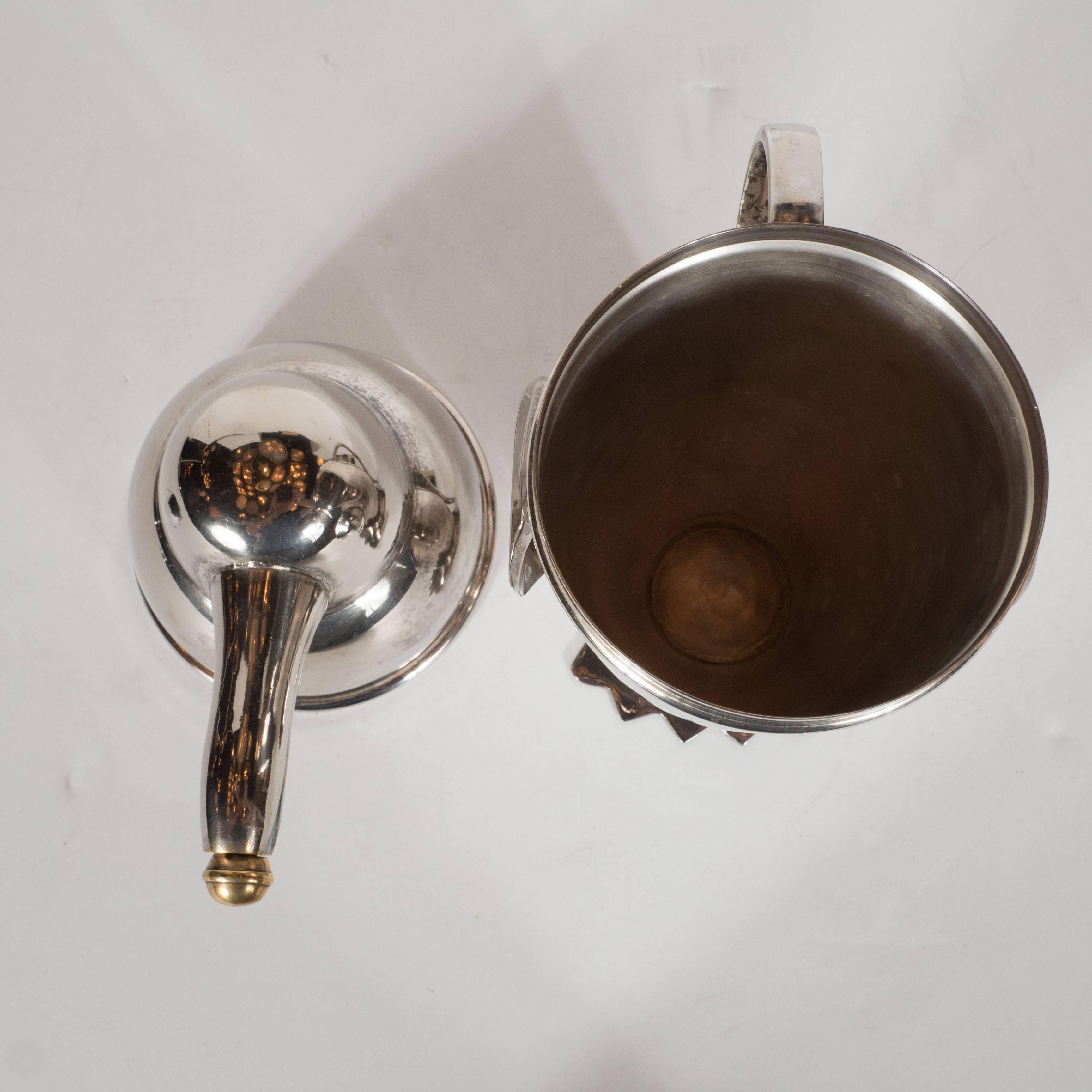 Art Deco Style Penguin Cocktail Shaker in Silver Plate with Brass Stopper 4