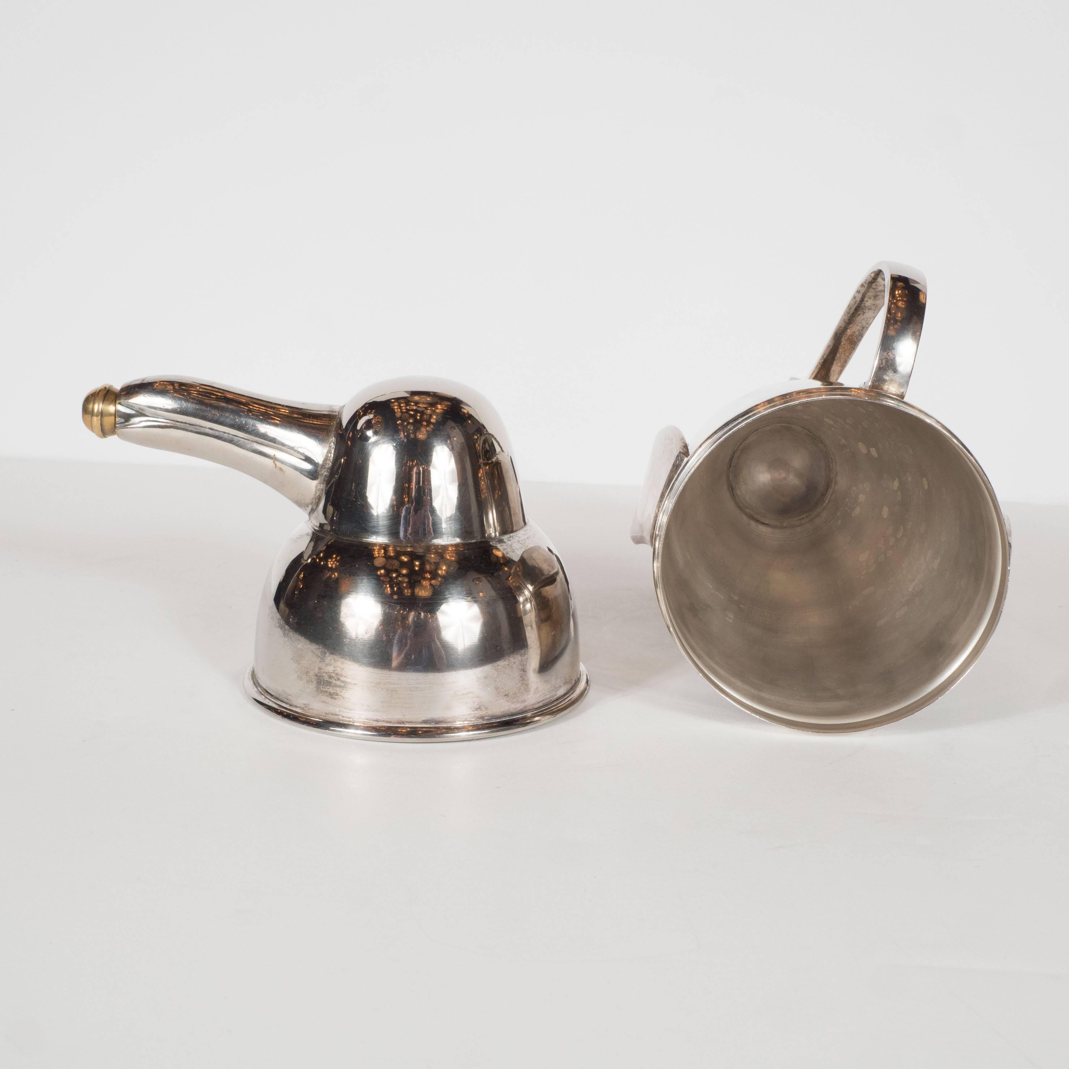 Art Deco Style Penguin Cocktail Shaker in Silver Plate with Brass Stopper 5