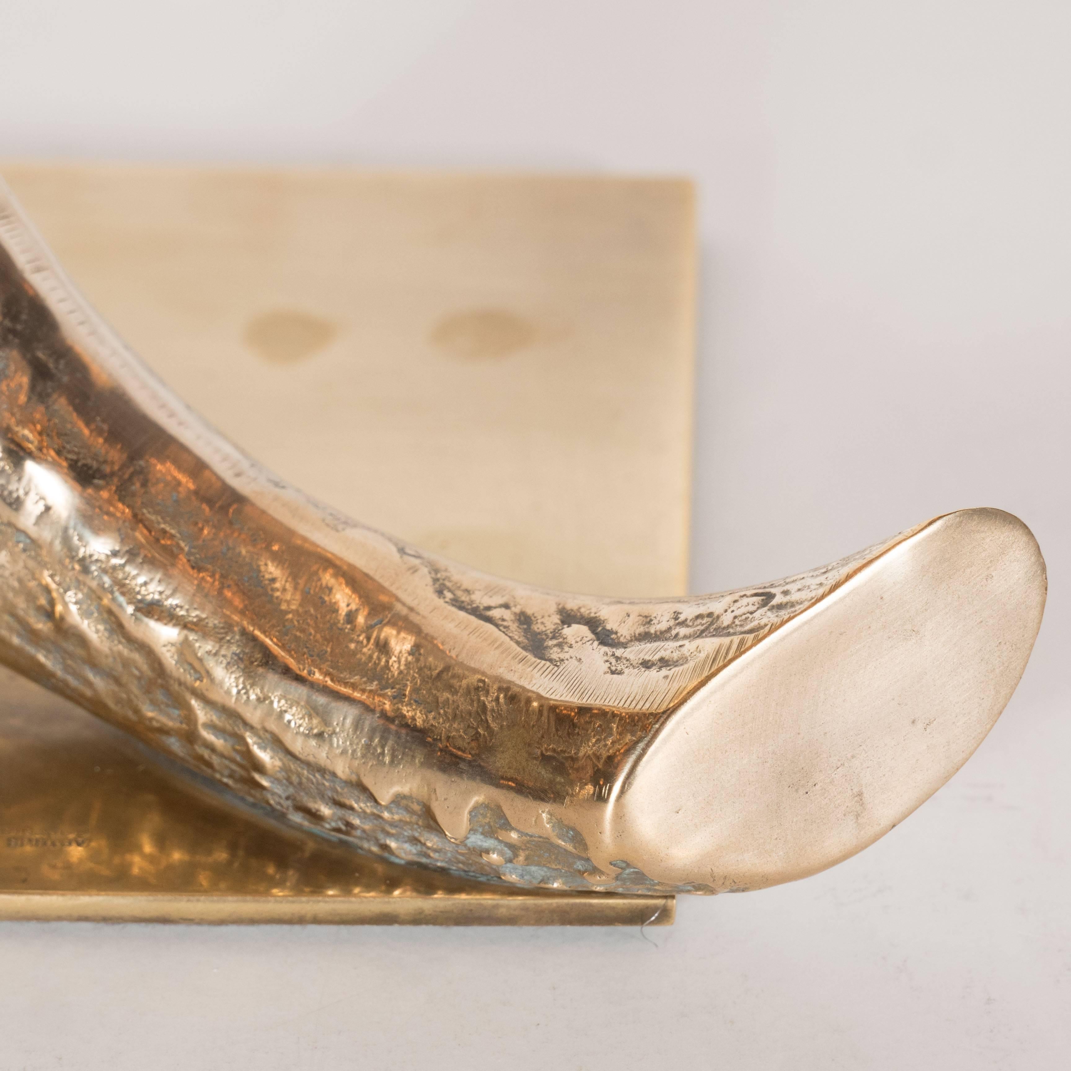Ultra Chic Pair of Brass Antler Bookends by Arthur Court, Dated 1978 In Excellent Condition In New York, NY