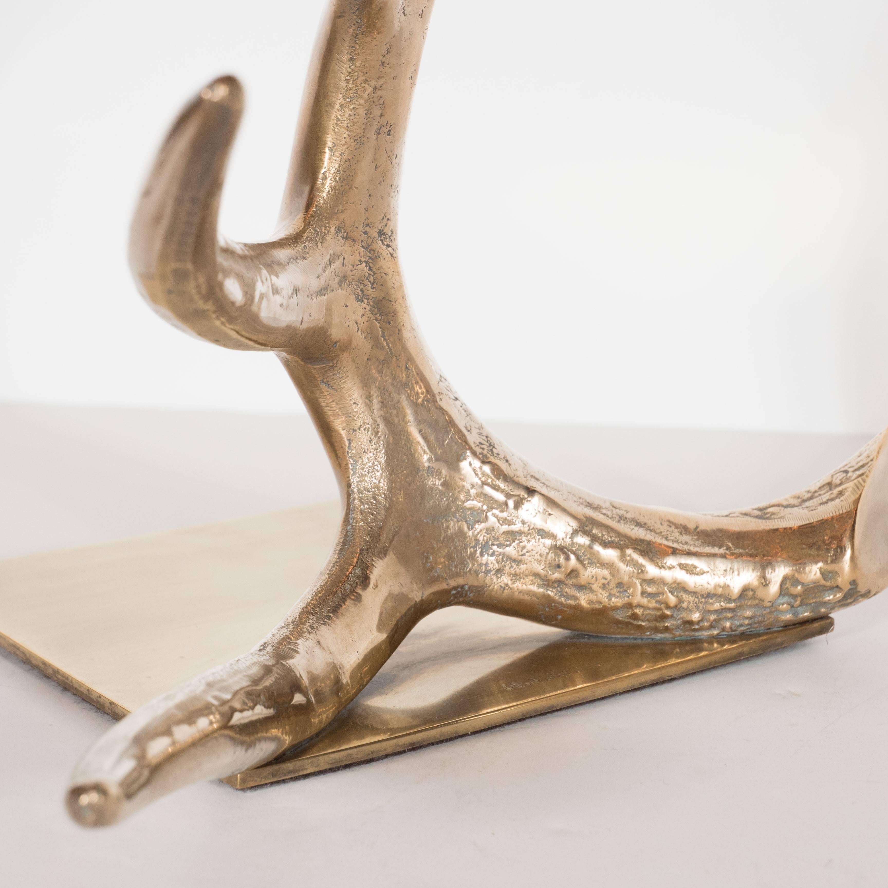 Late 20th Century Ultra Chic Pair of Brass Antler Bookends by Arthur Court, Dated 1978