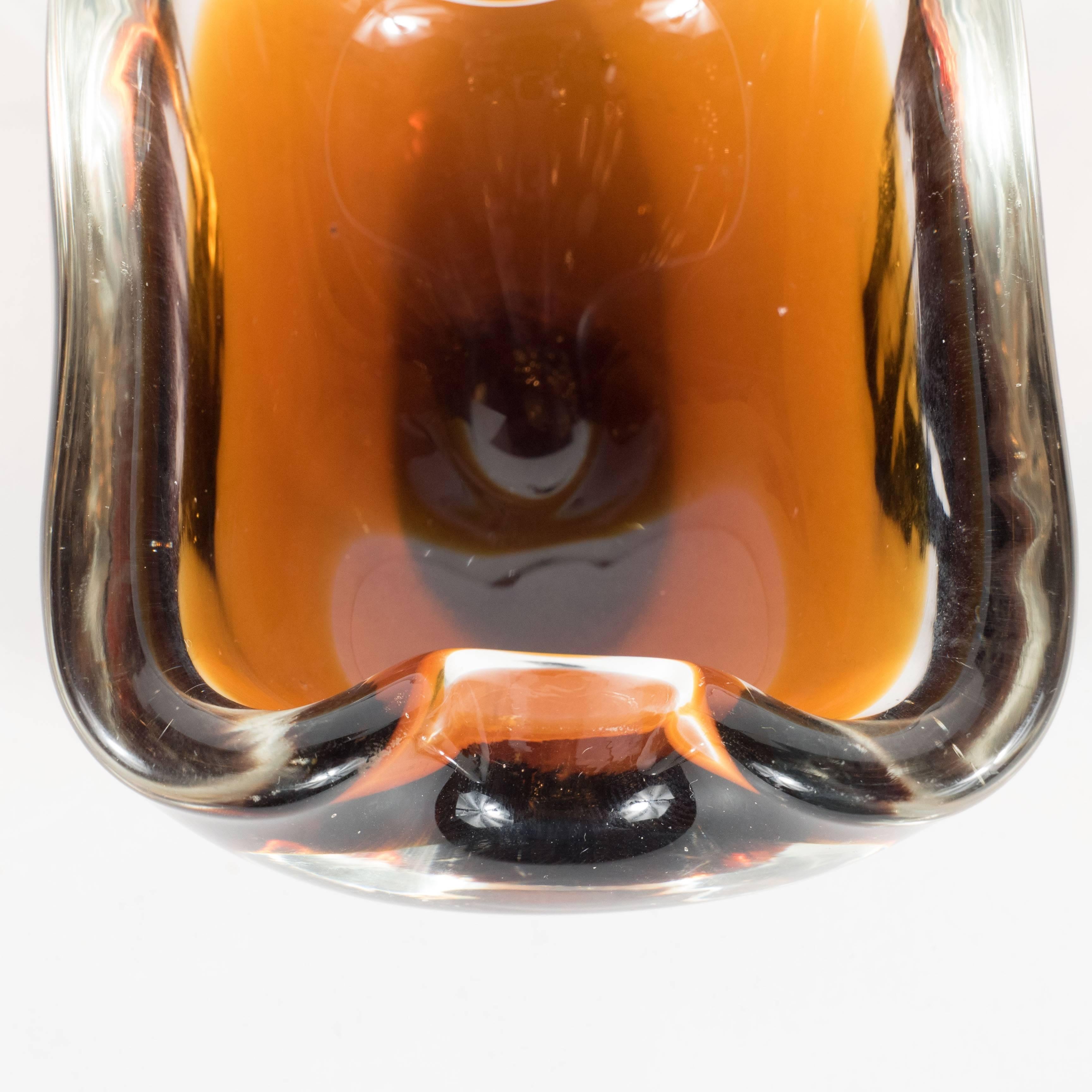 Mid-Century Handblown Murano Ashtray in Shades of Smoked Topaz In Excellent Condition In New York, NY