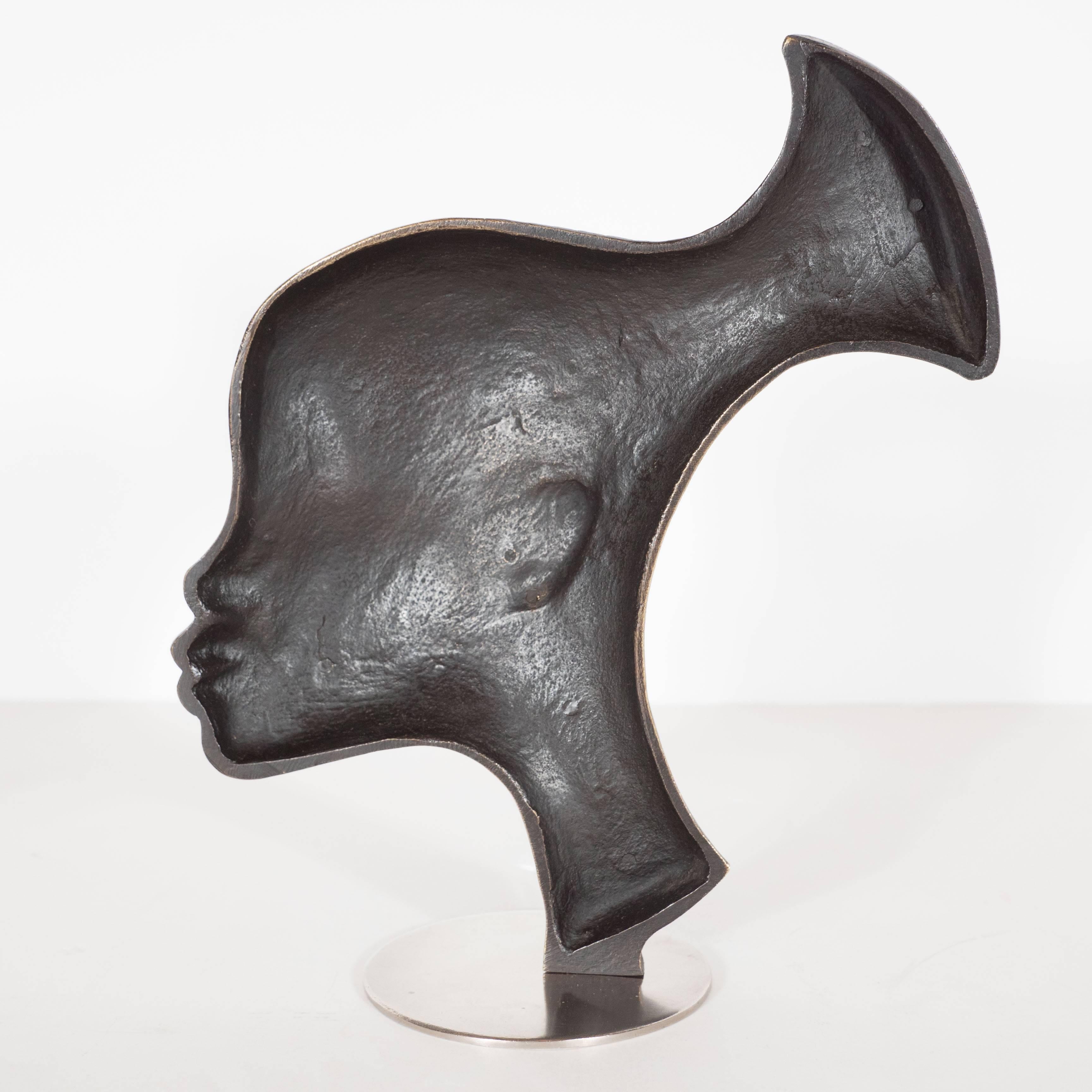 Mid-Century Patinated Bronze of African Woman by Hagenauer In Excellent Condition In New York, NY