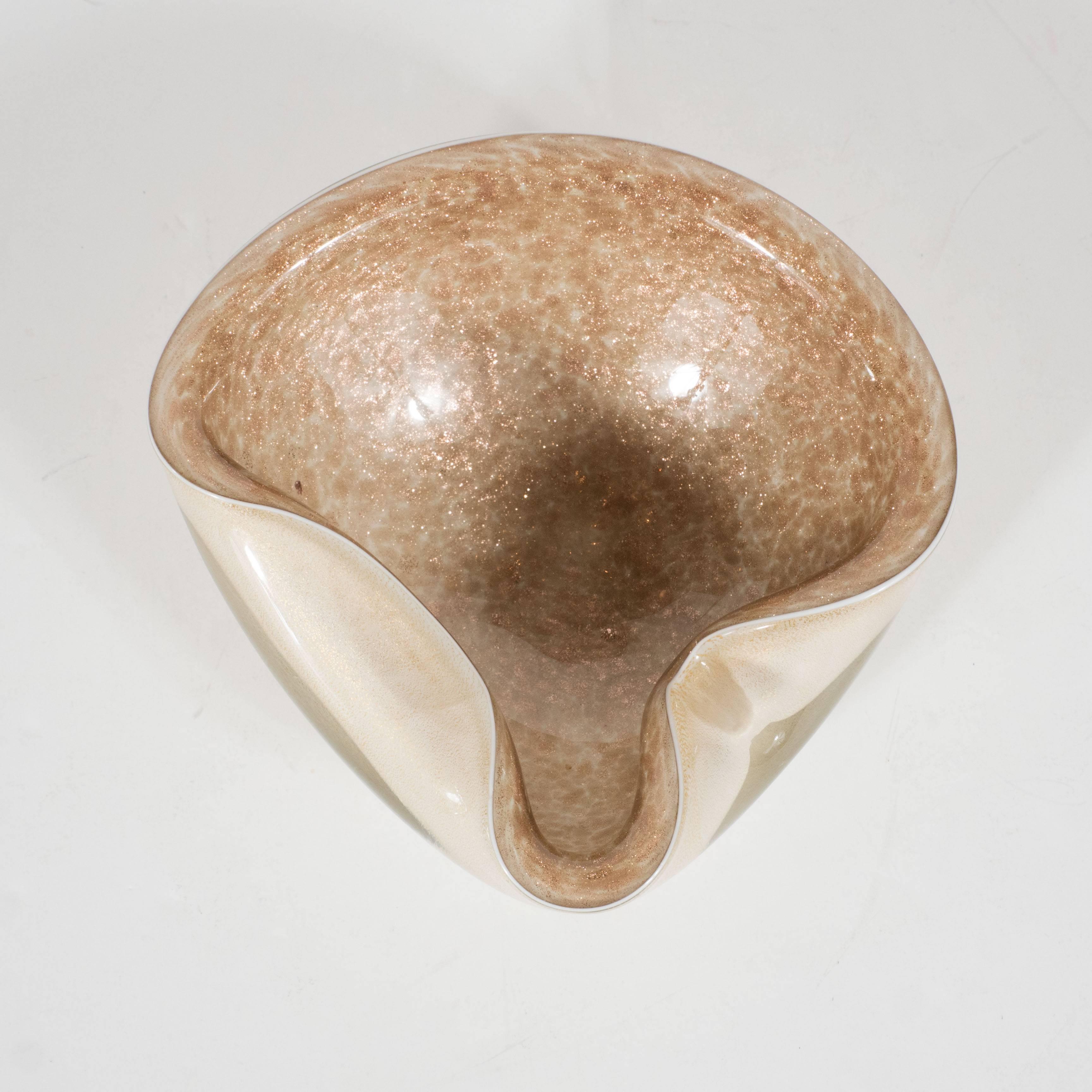 Italian Mid-Century Smoked Champagne Murano Glass Bowl or Objet D'art/Ashtray