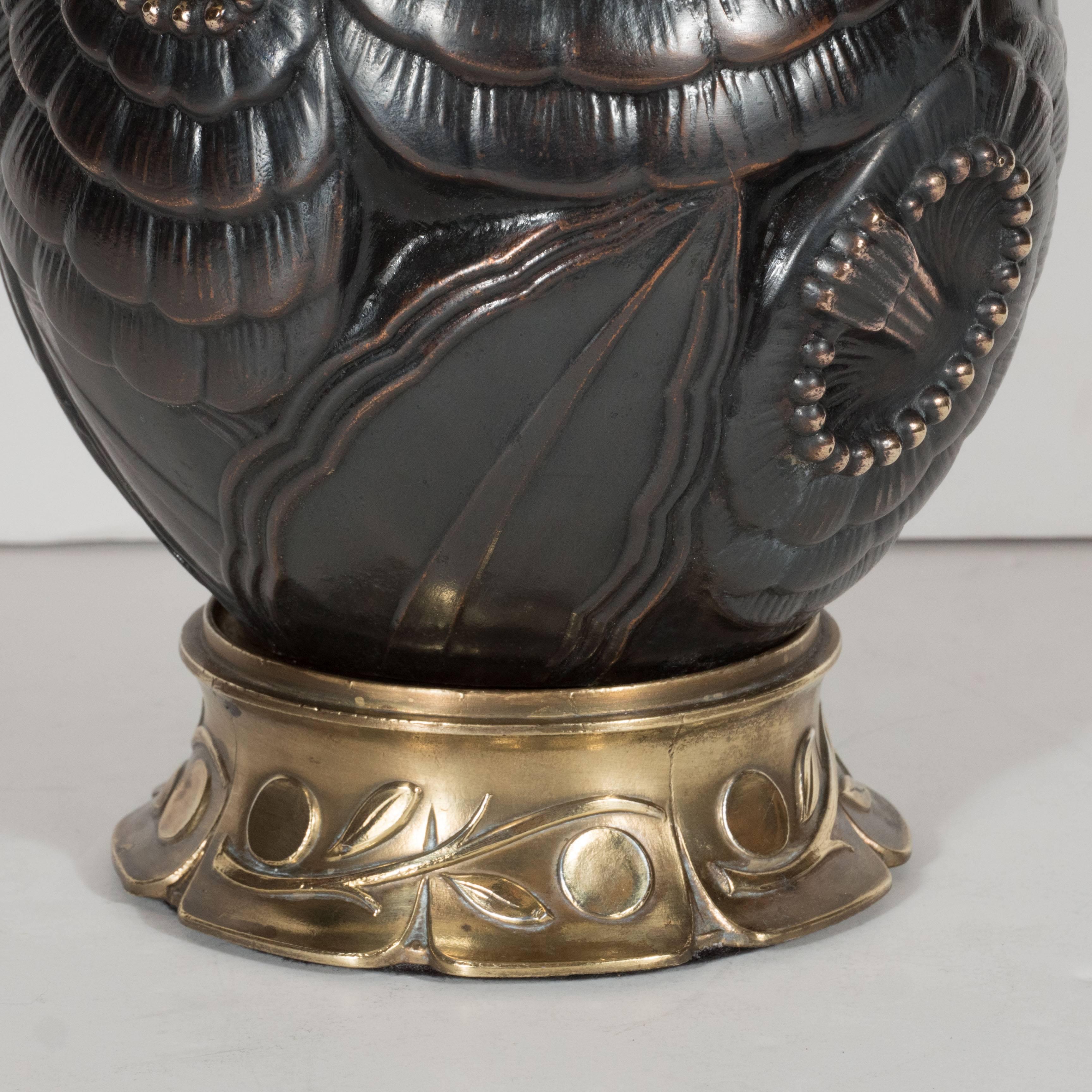 French Art Deco Table Lamp in Bronze and Brass In Excellent Condition In New York, NY