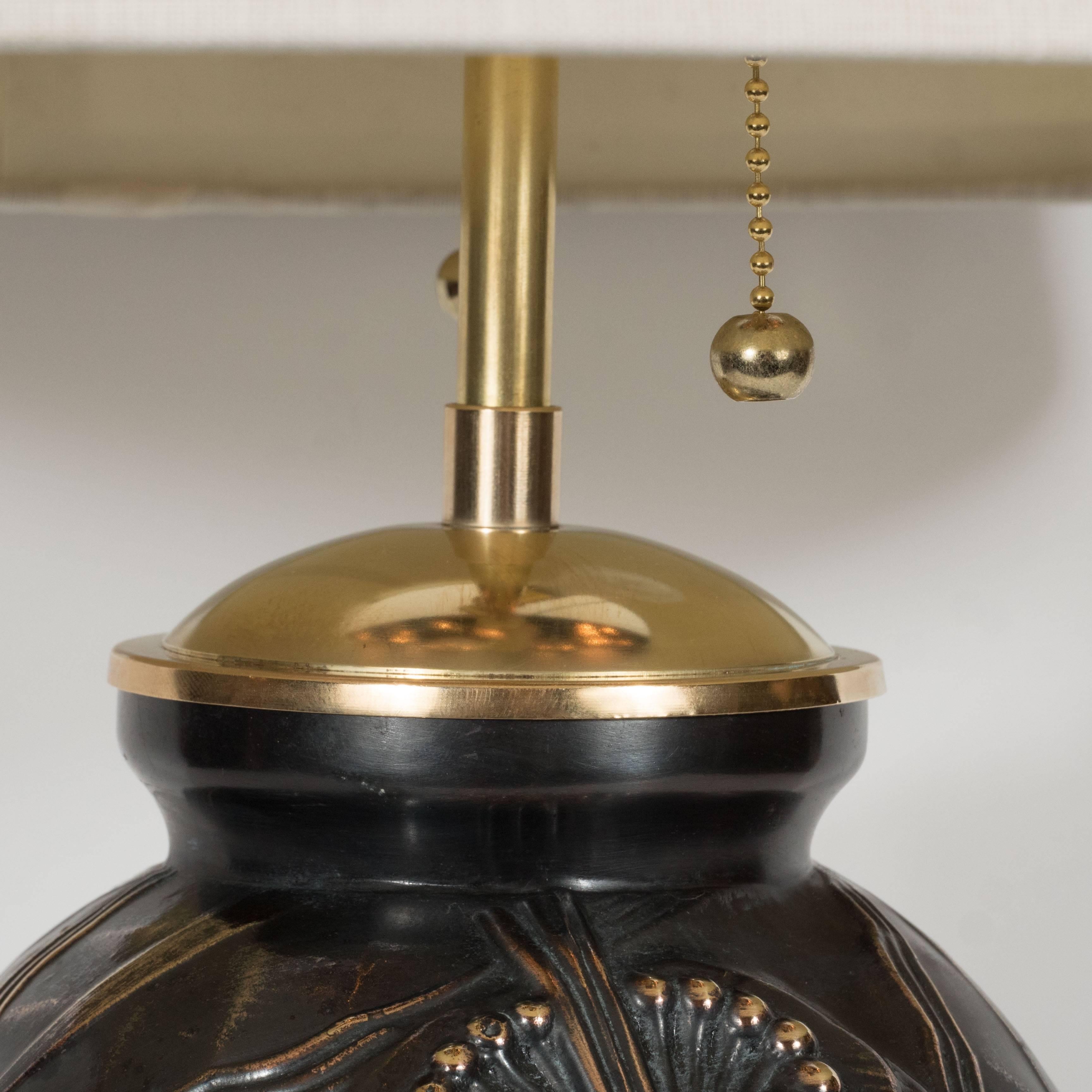 French Art Deco Table Lamp in Bronze and Brass 2