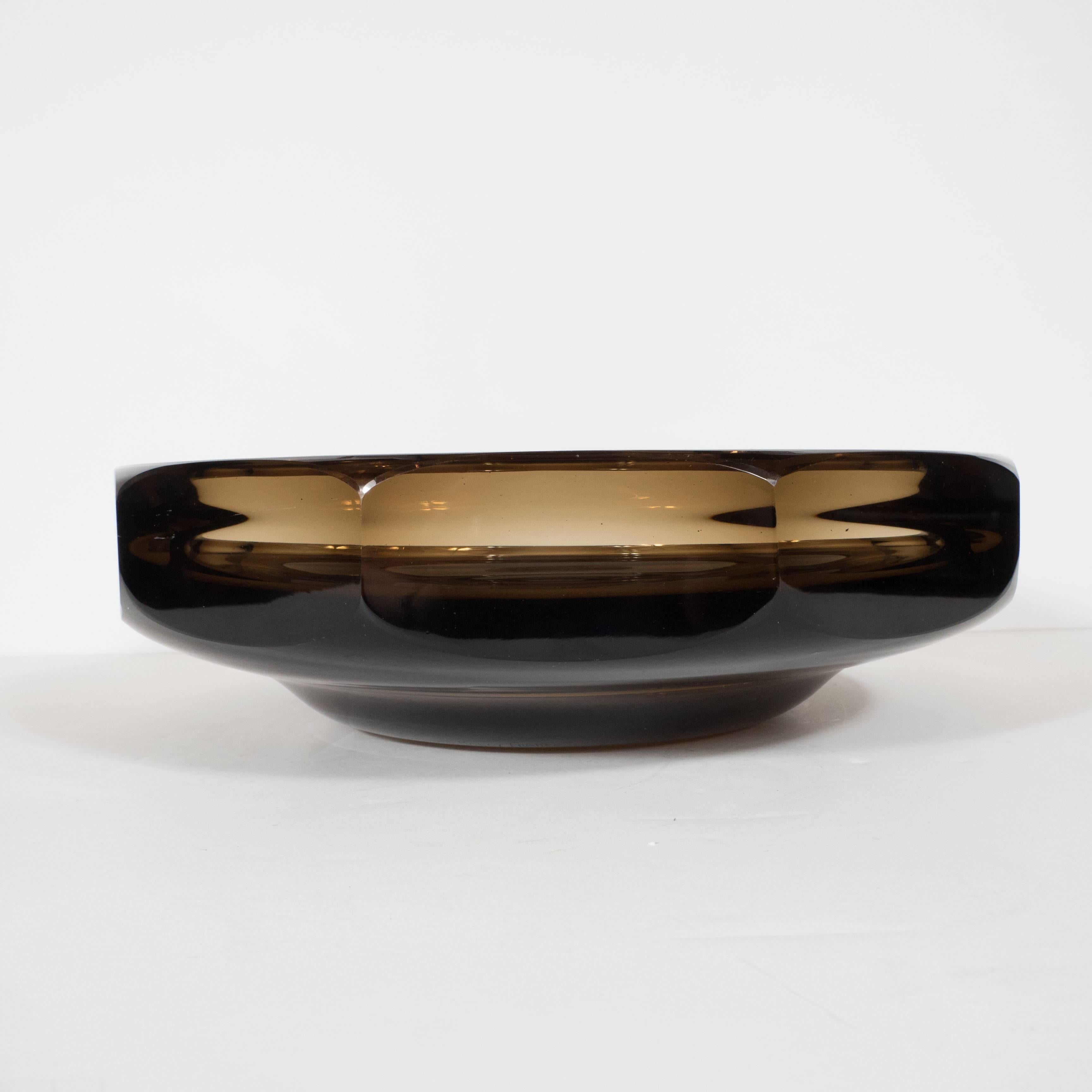 French Mid-Century Modernist Smoked Topaz Bowl by Daum Nancy