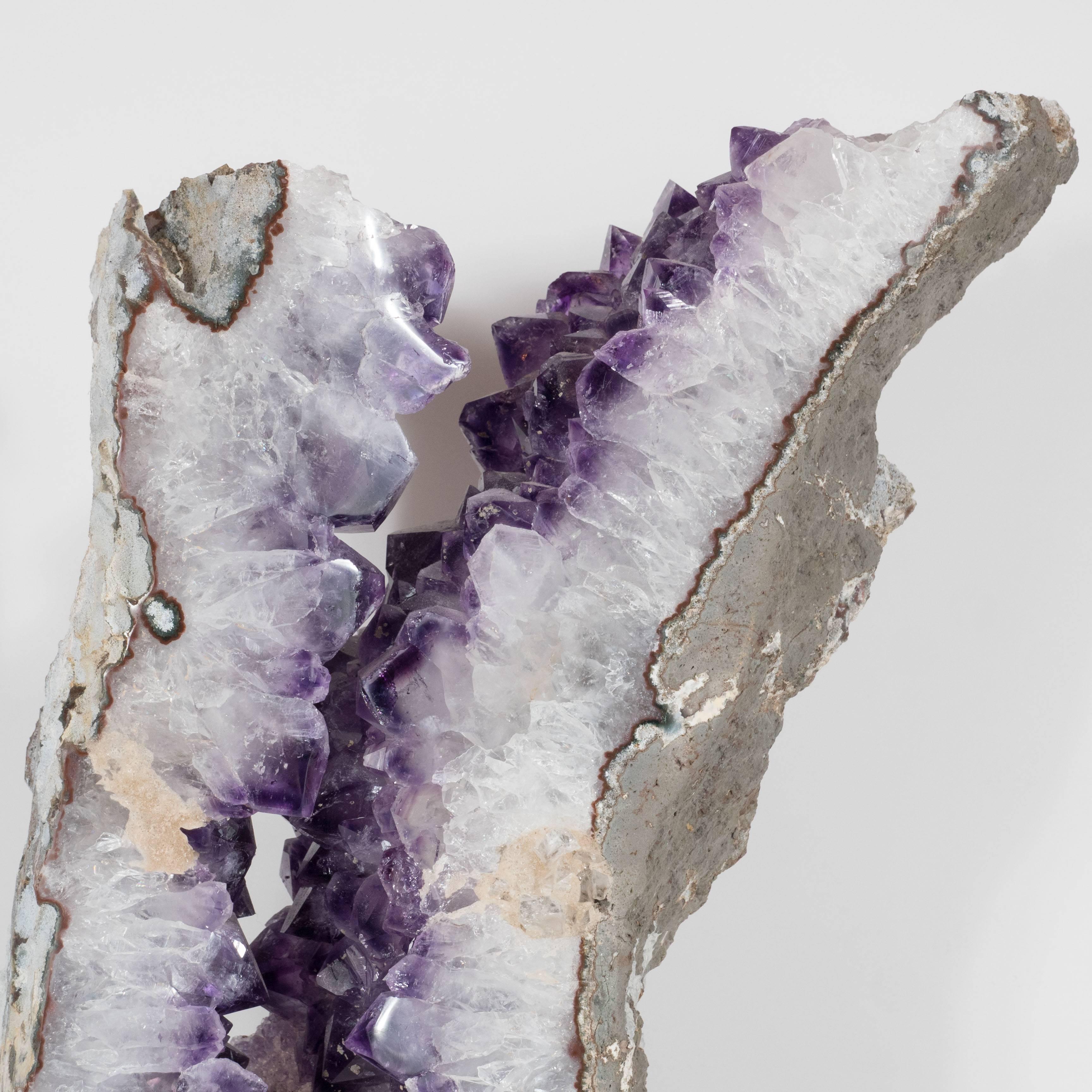 Brazilian Gorgeous Large Amethyst Rock Specimen on Ebonized Walnut Base