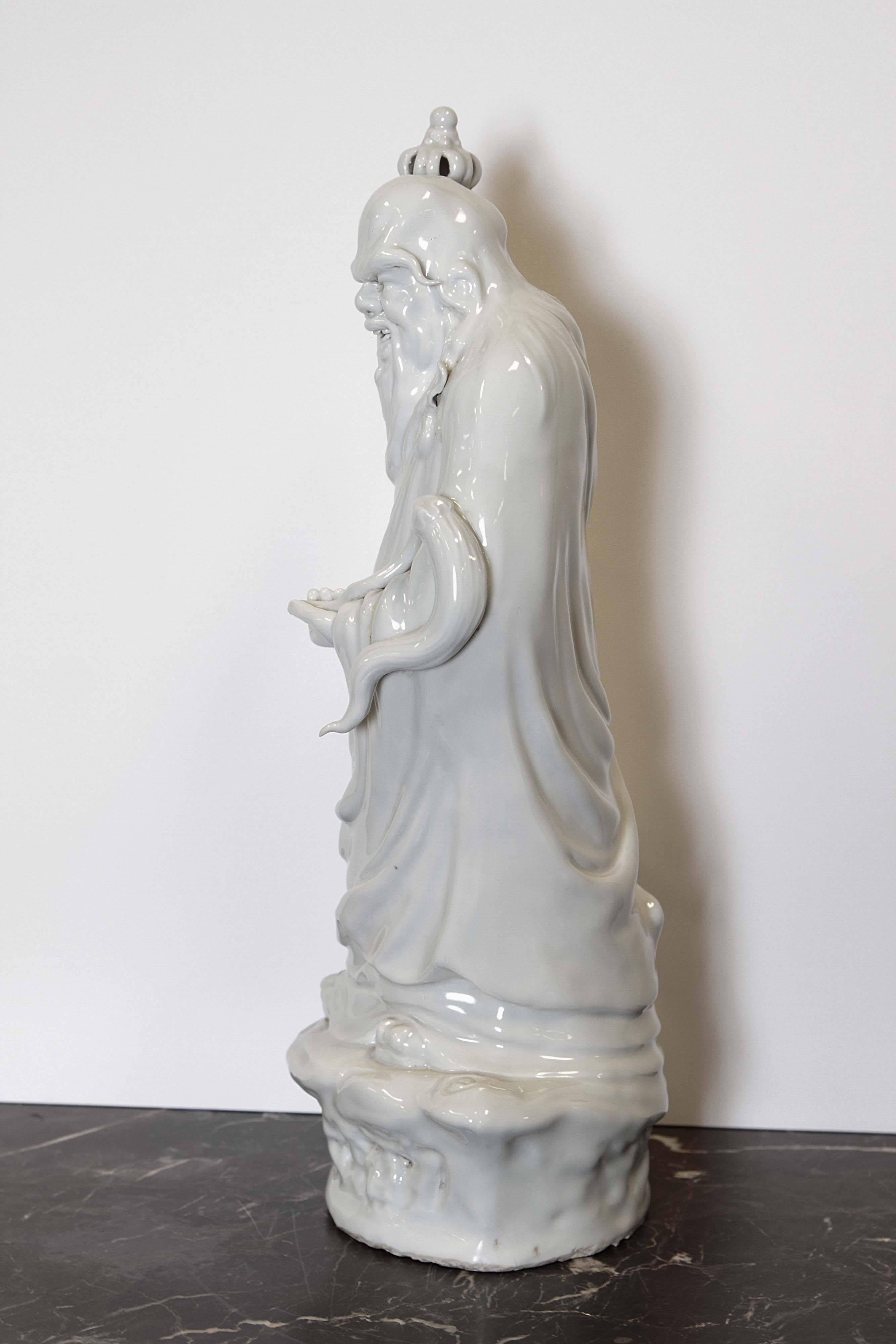Chinese Export 20th Century Chinese Blanc De Chine Porcelain Statue For Sale