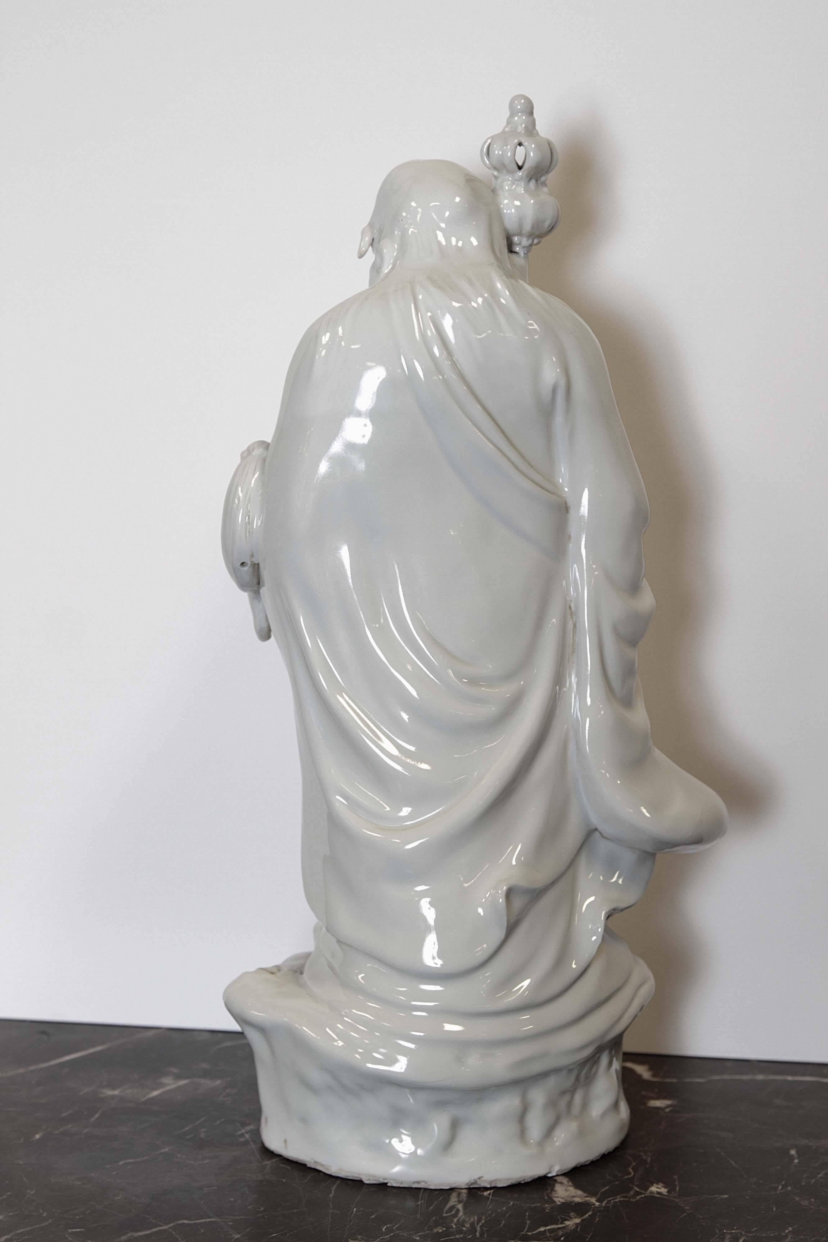 Fired 20th Century Chinese Blanc De Chine Porcelain Statue For Sale