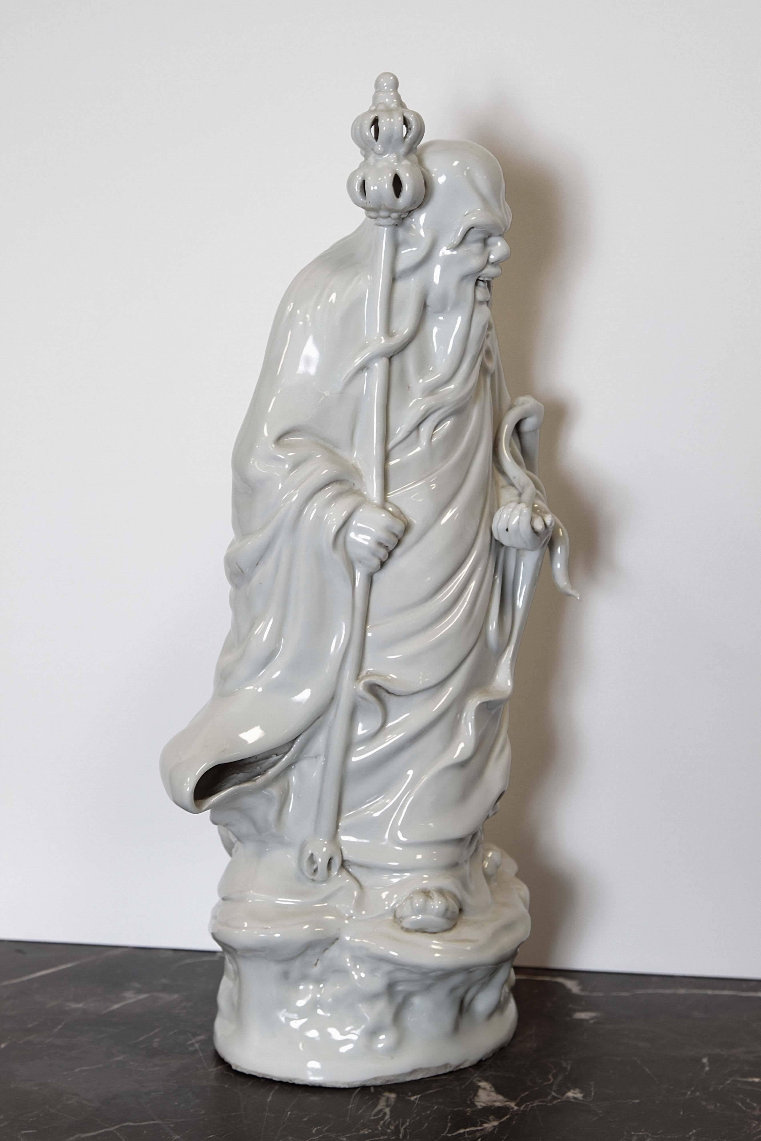 20th Century Chinese Blanc De Chine Porcelain Statue For Sale 1