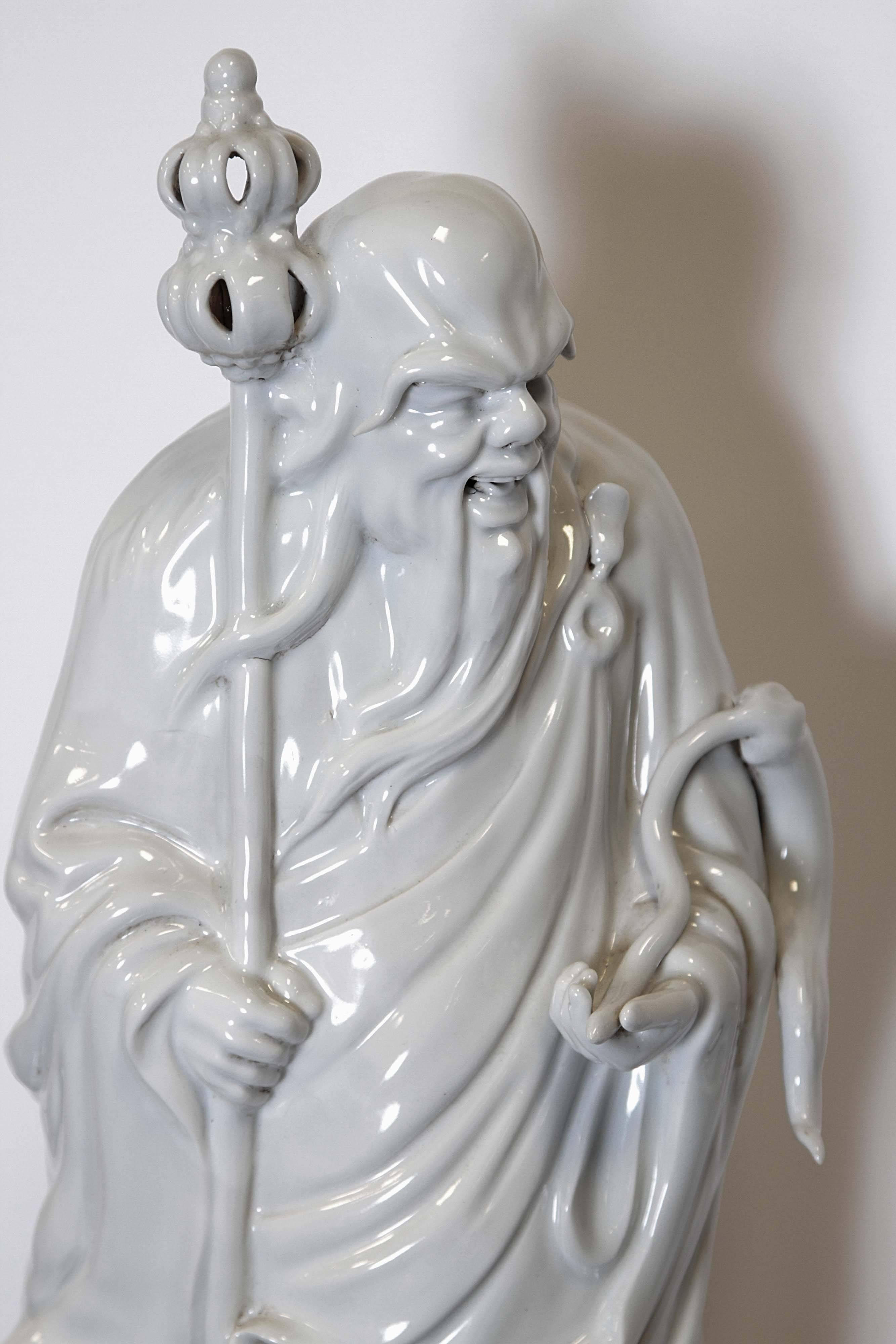 20th Century Chinese Blanc De Chine Porcelain Statue For Sale 2