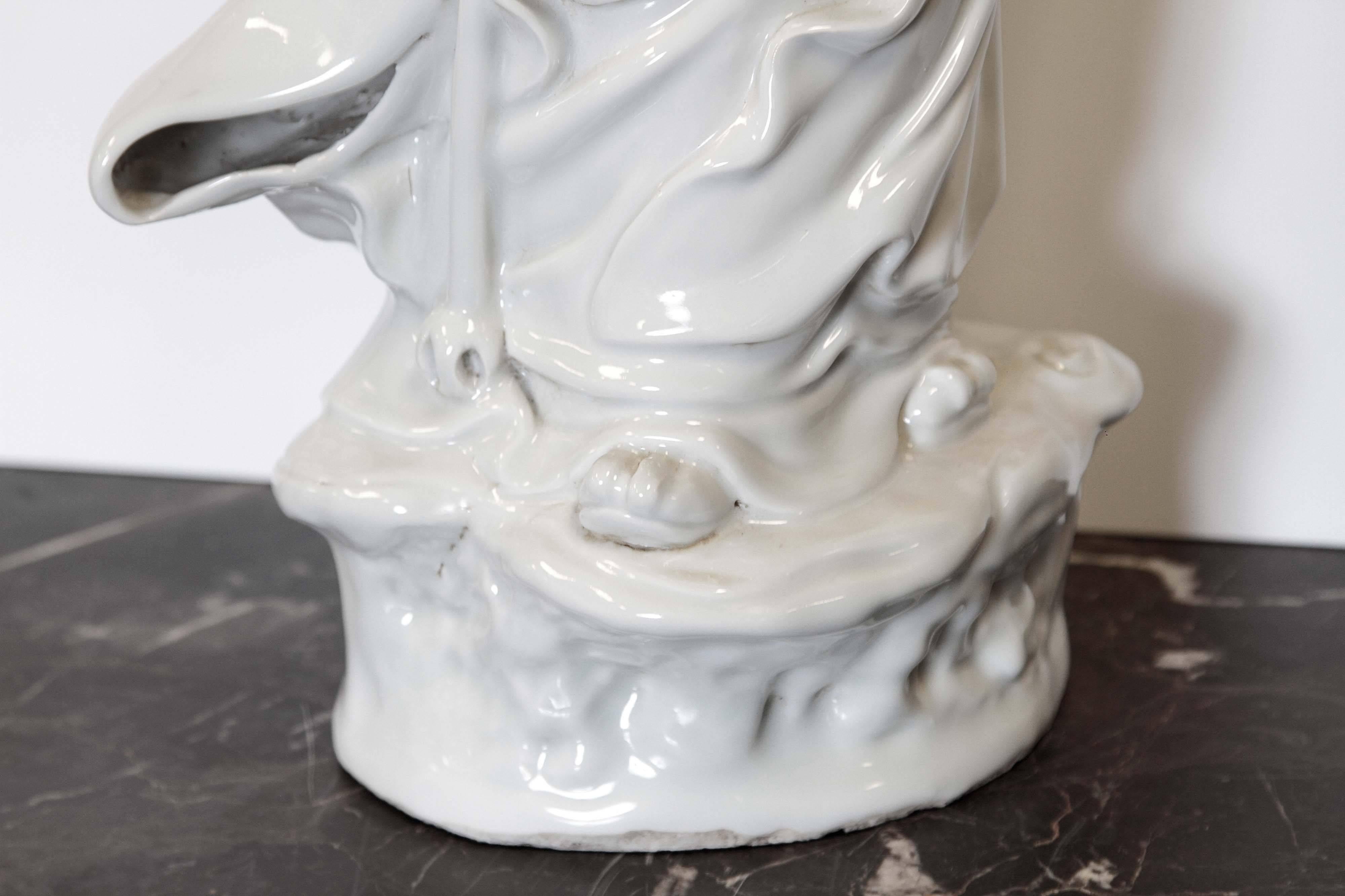 20th Century Chinese Blanc De Chine Porcelain Statue For Sale 3