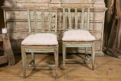 Pair of Swedish Gustavian Chairs with Green Patina of Origin