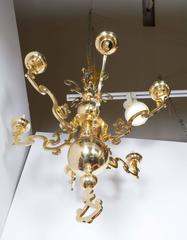 Stunning Dutch Baroque Style Six-Arm Heavy Brass Chandelier