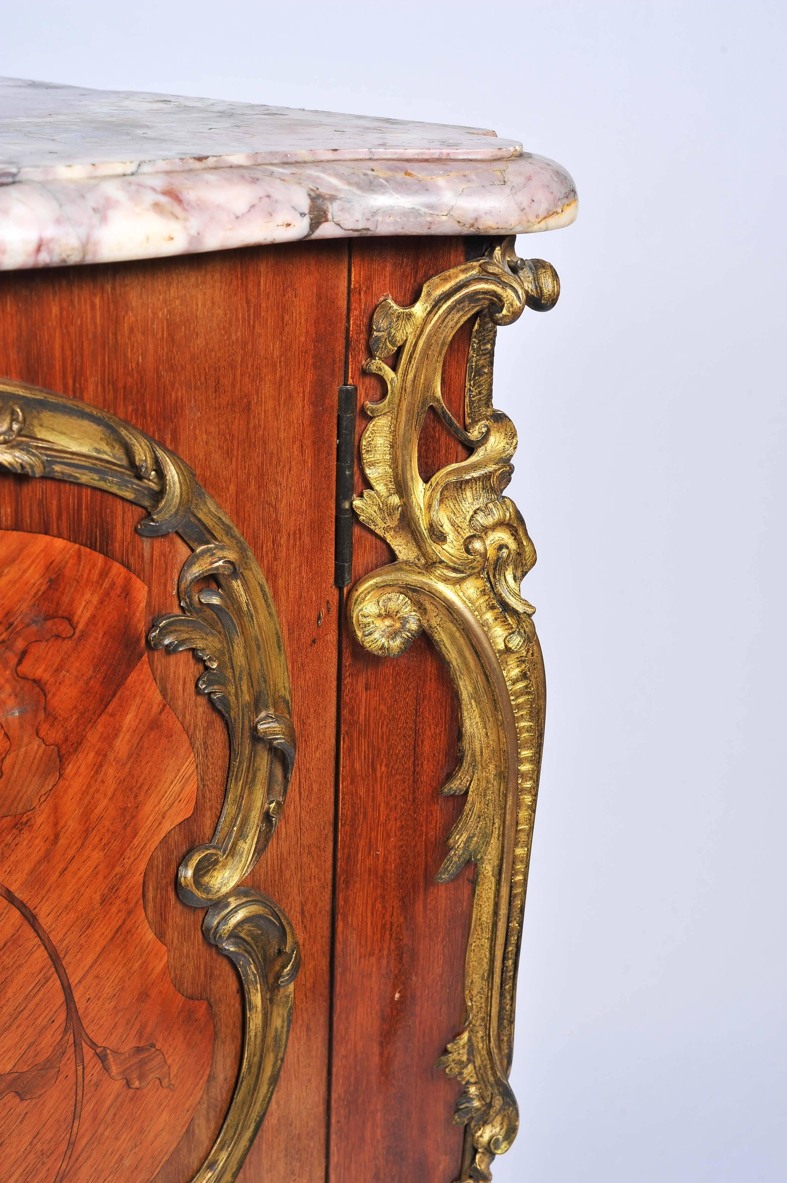 Louis XVI 19th Century, French, Kingwood Marquetry Corner Cabinet For Sale