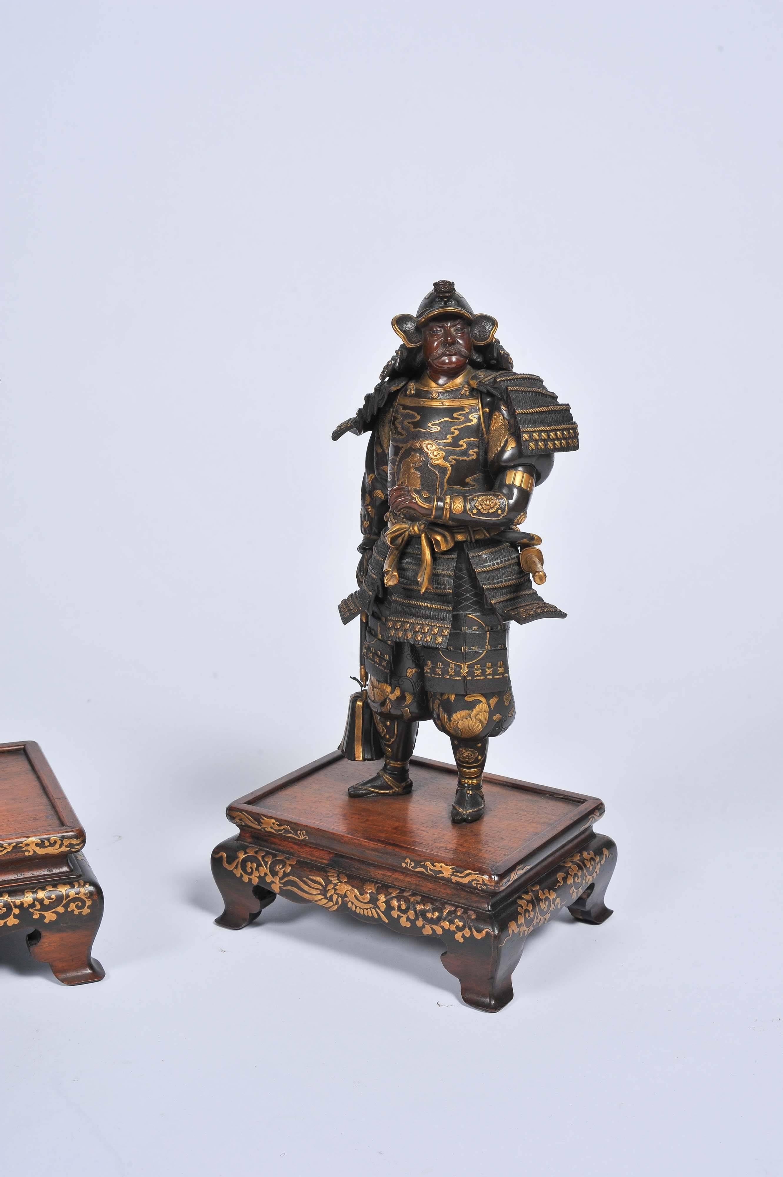 bronze samurai statue