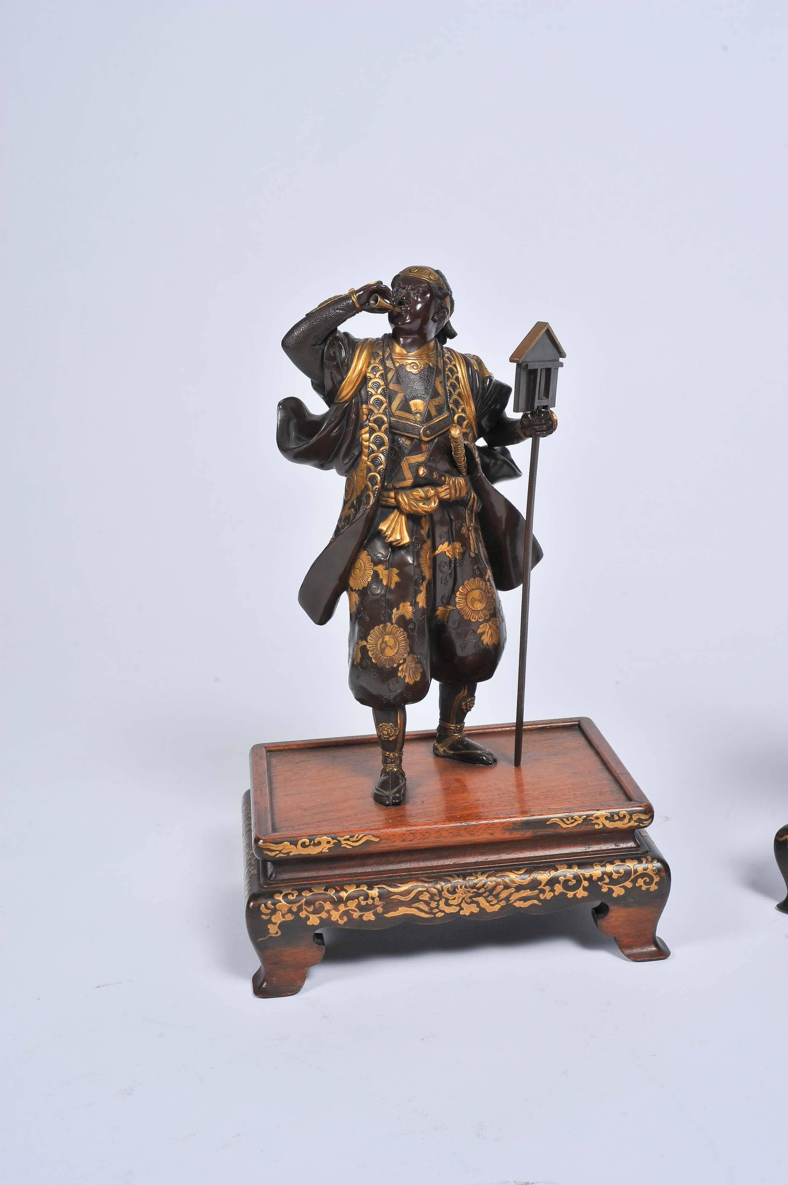 japanese samurai bronze statues