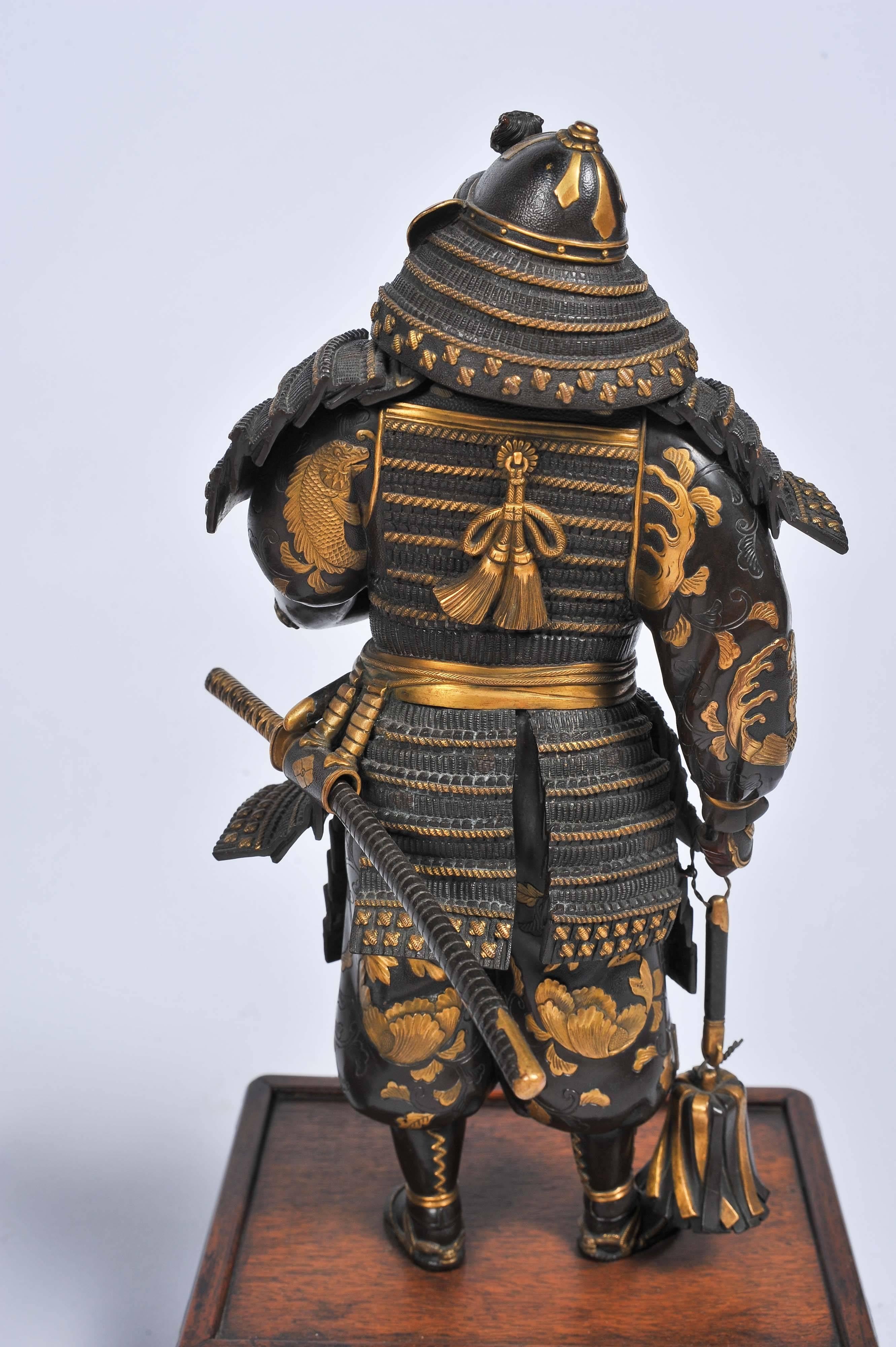 Near Pair of Meiji Period Japanese Bronze Samurai Warriors 2