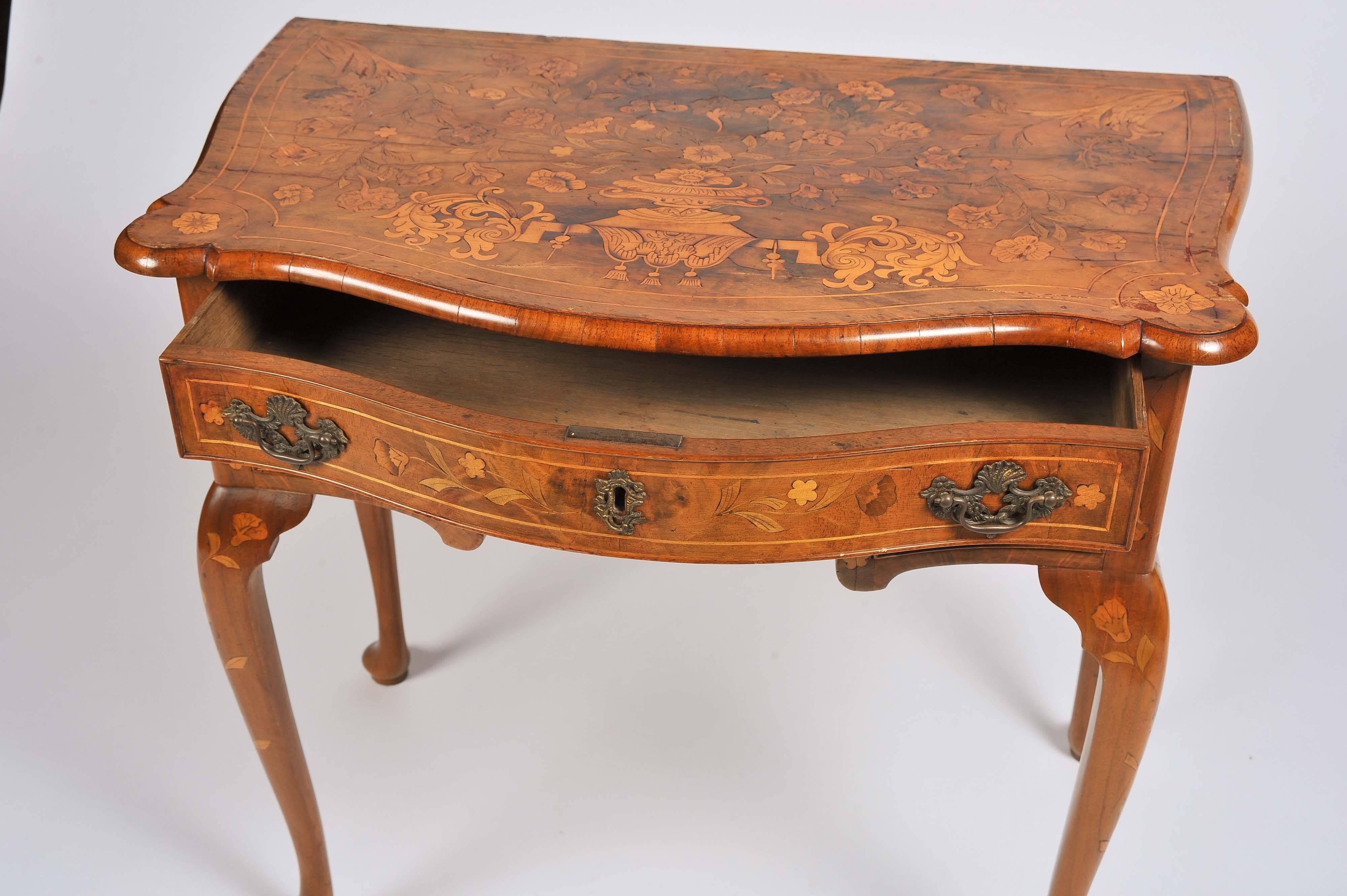 Walnut 18th Century Dutch Marquetry Side Table