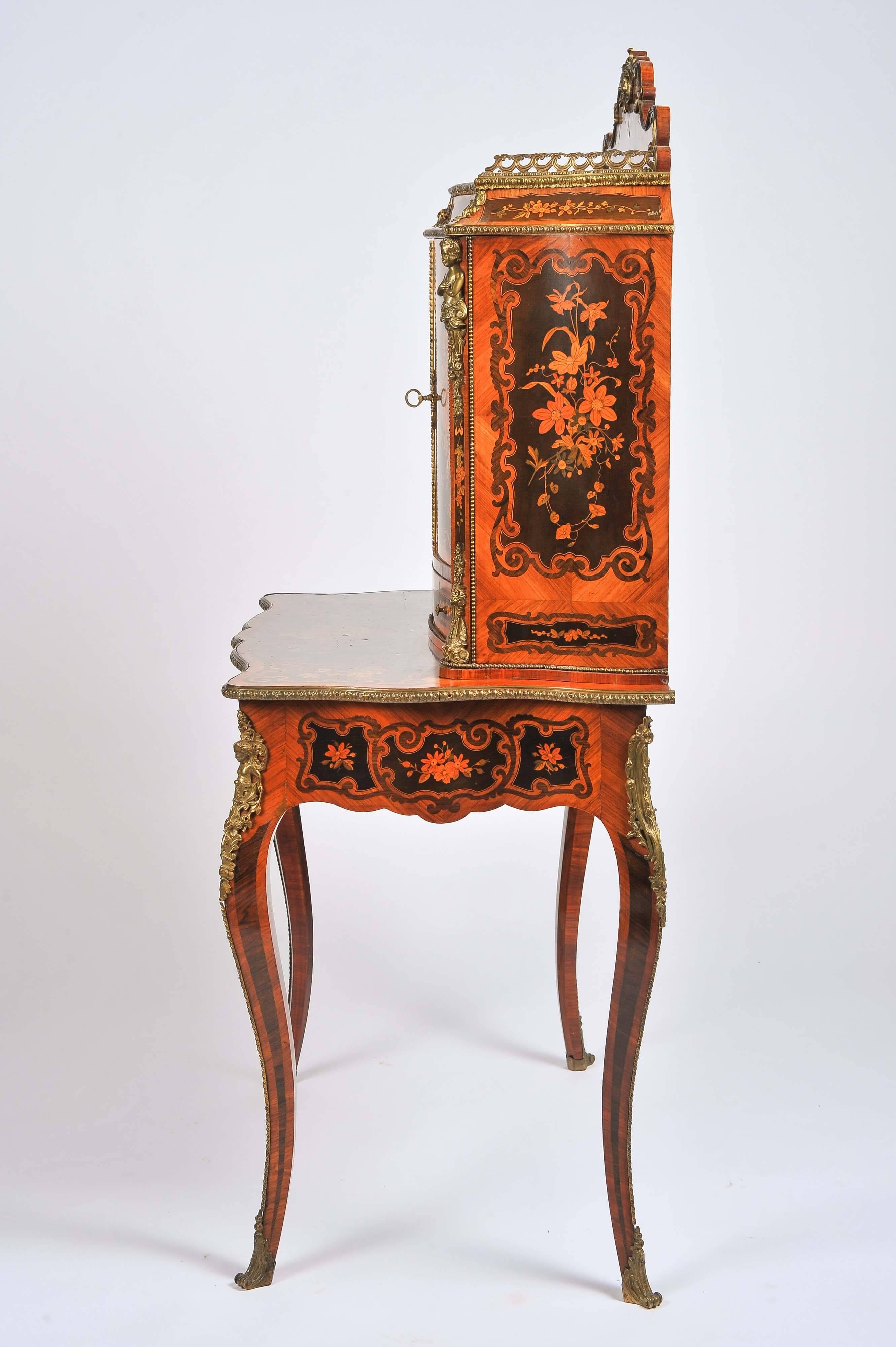 Victorian 19th Century Marquetry Side Cabinet For Sale