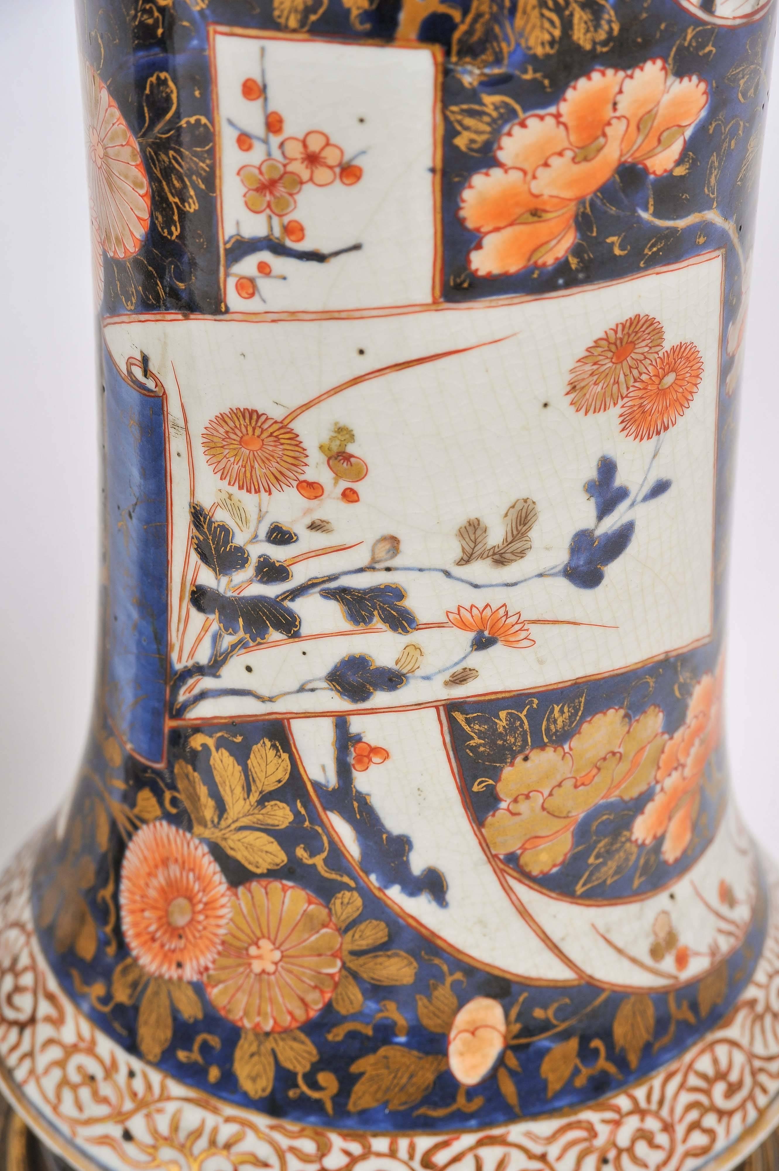 Porcelain Large Pair of 18th Century Japanese Arita Vases/Lamps