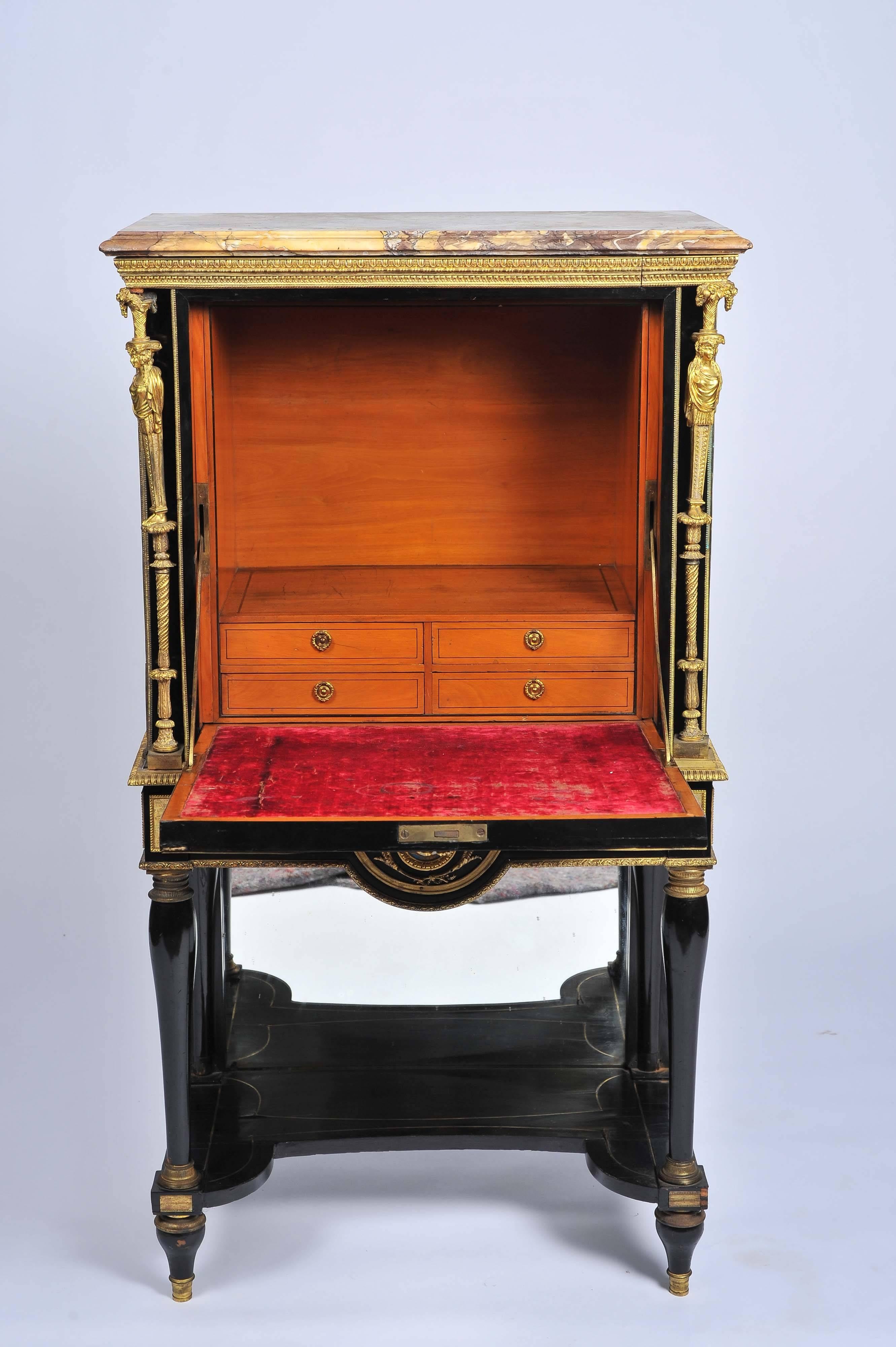 French 19th Century Sevres Mounted Secretaire Abattant Cabinet For Sale