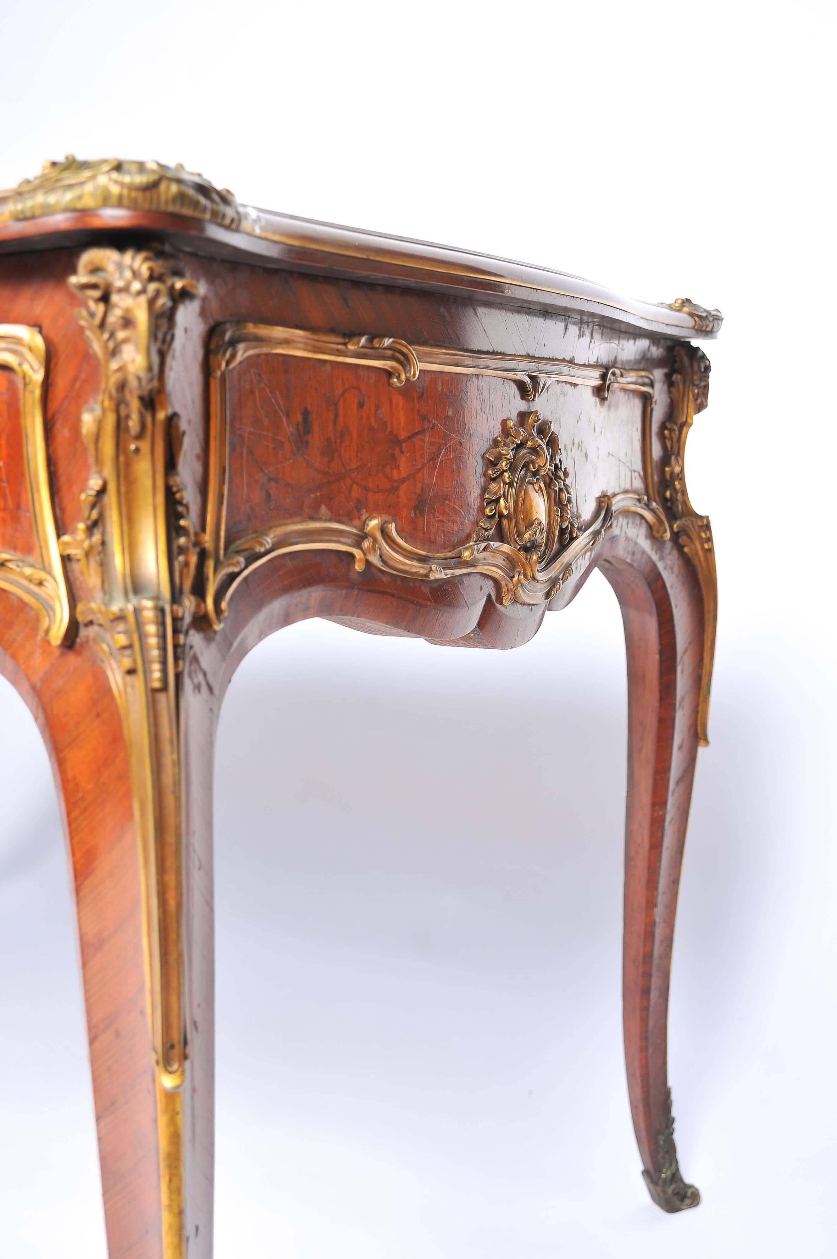 19th Century Fine Louis XV Style Bureau Plat by Zweiner