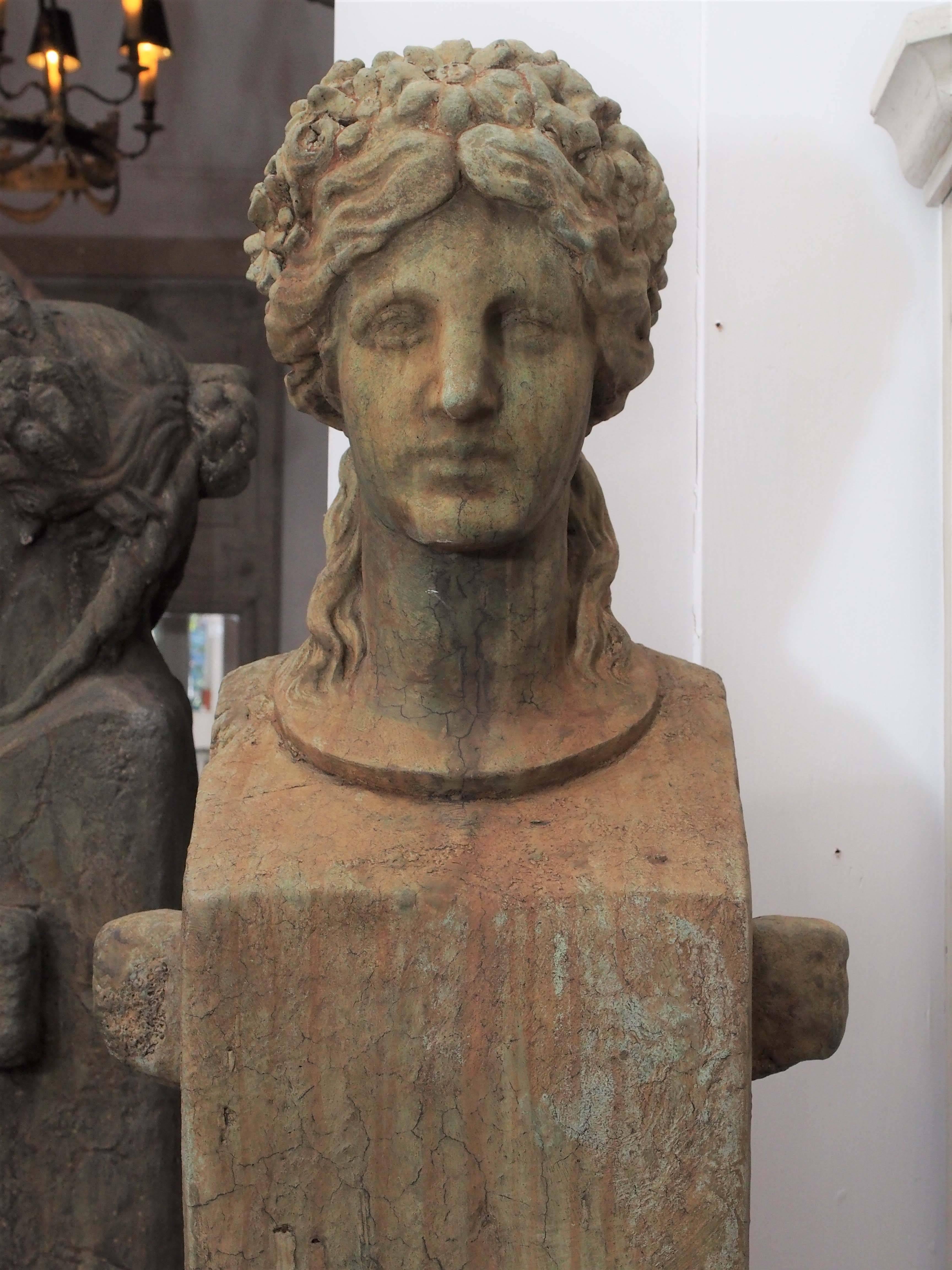 Set of Four Female Carved Stone Figures In Good Condition In New Orleans, LA