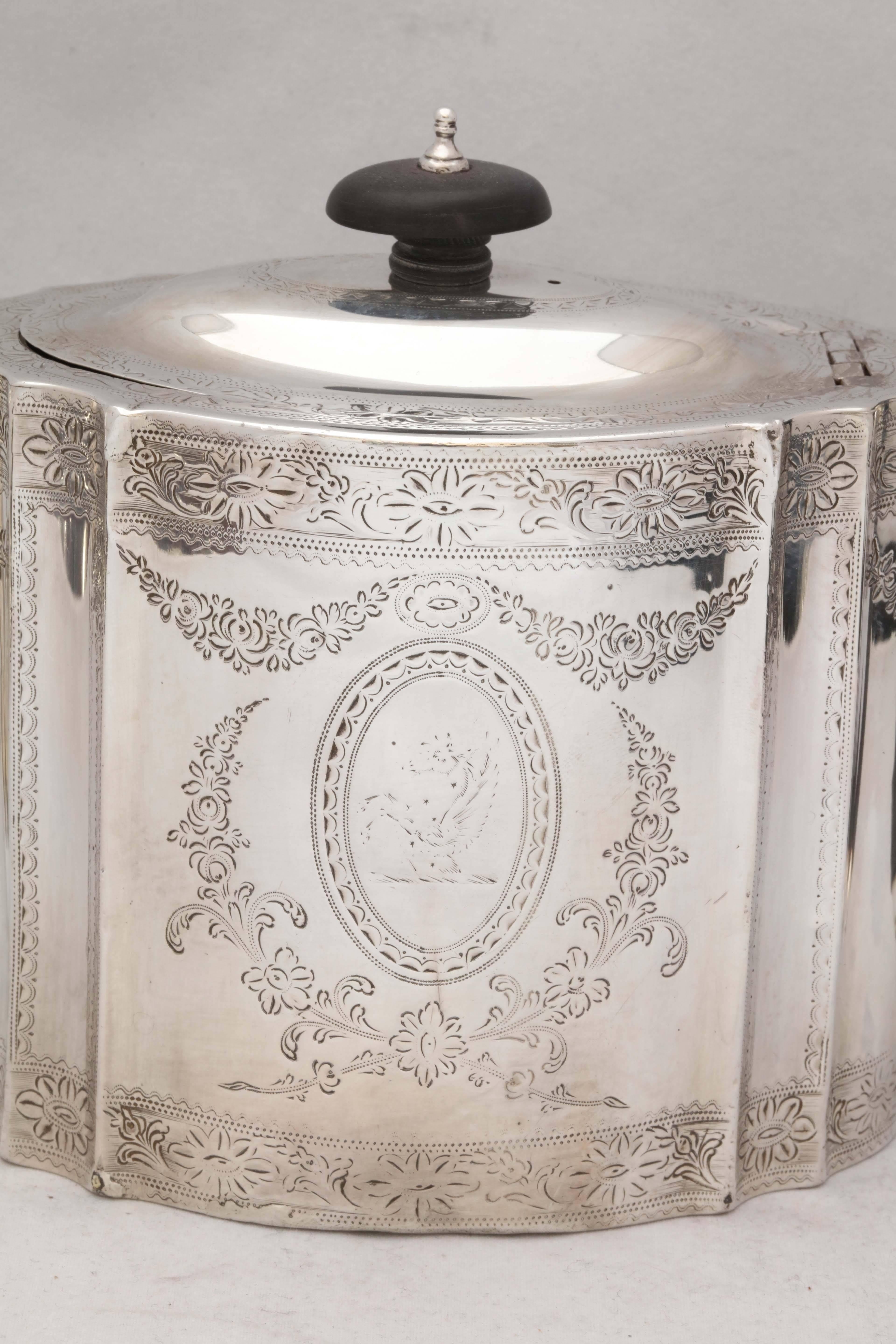 Georgian sterling silver tea pot, London, 1787, Charles Aldridge, maker. Stands 6