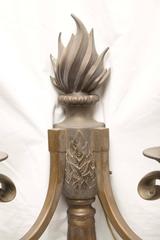 Early 20th Century French Neoclassical Flame Bronze Lights or Sconces Stately