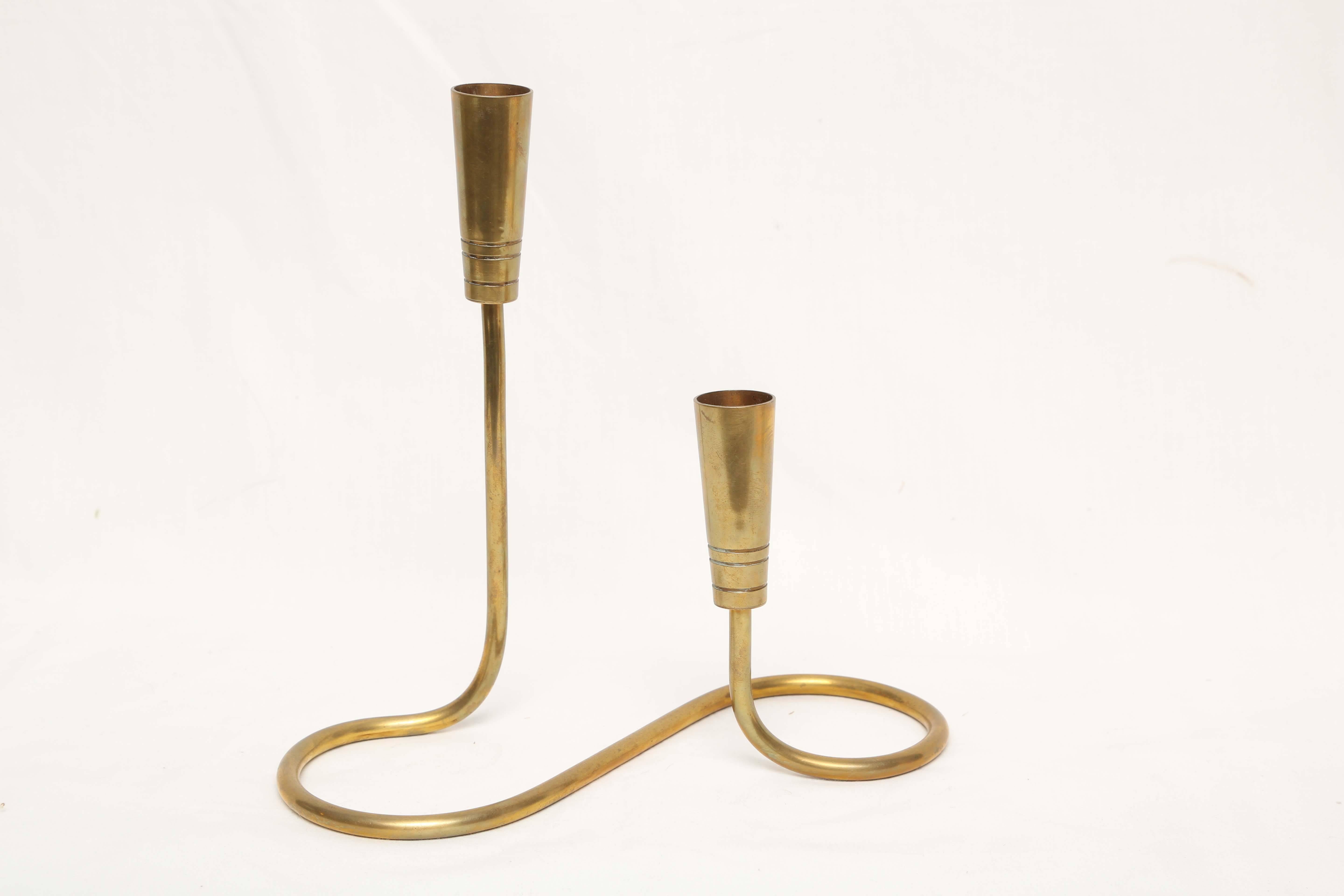 Mid-Century Modern Hollywood Regency Tommi Parzinger Brass Table Candelabra For Sale 1