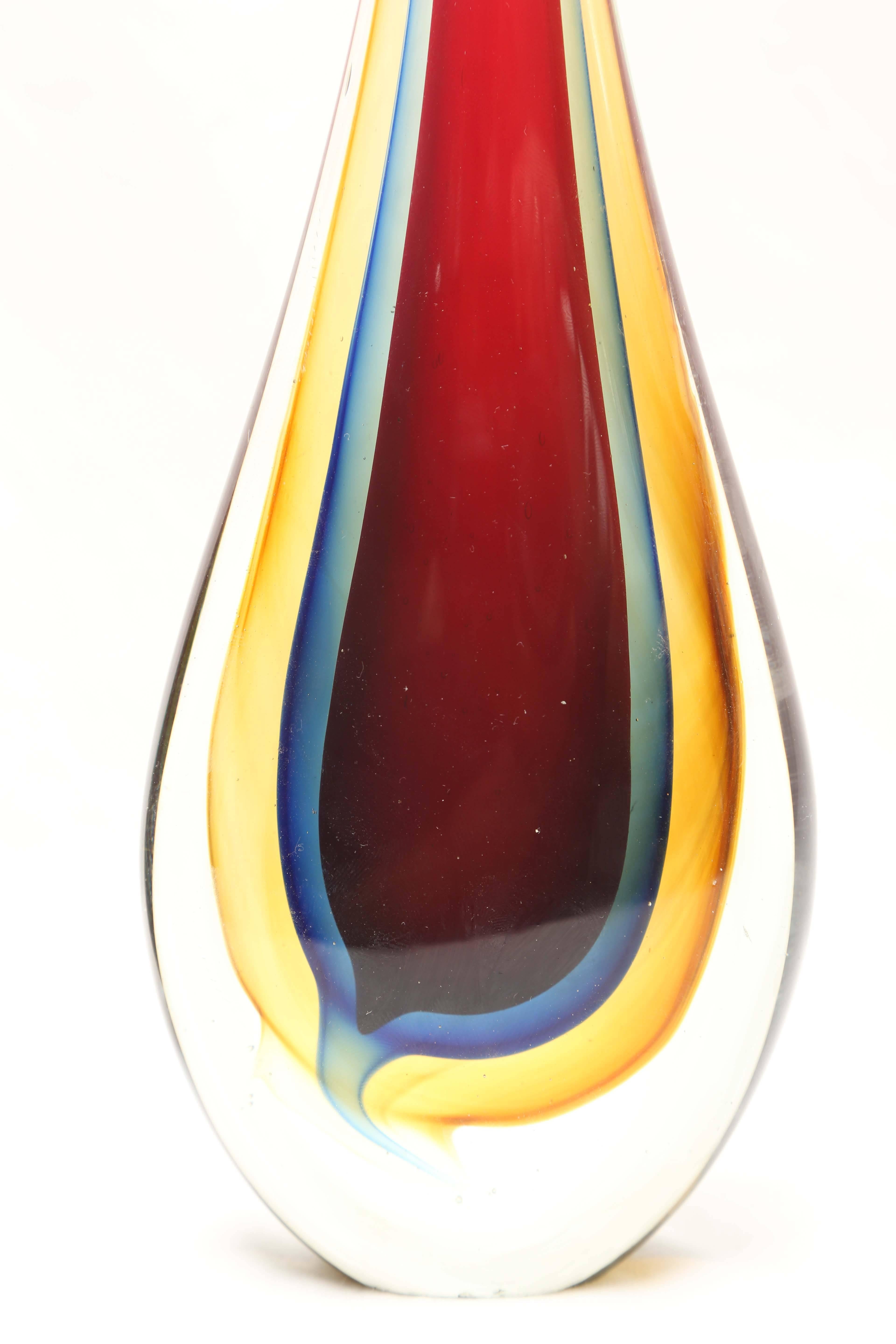 Italian Mid-Century Modern style of Flávio Poli Glass Teardrop Sculpture Murano For Sale