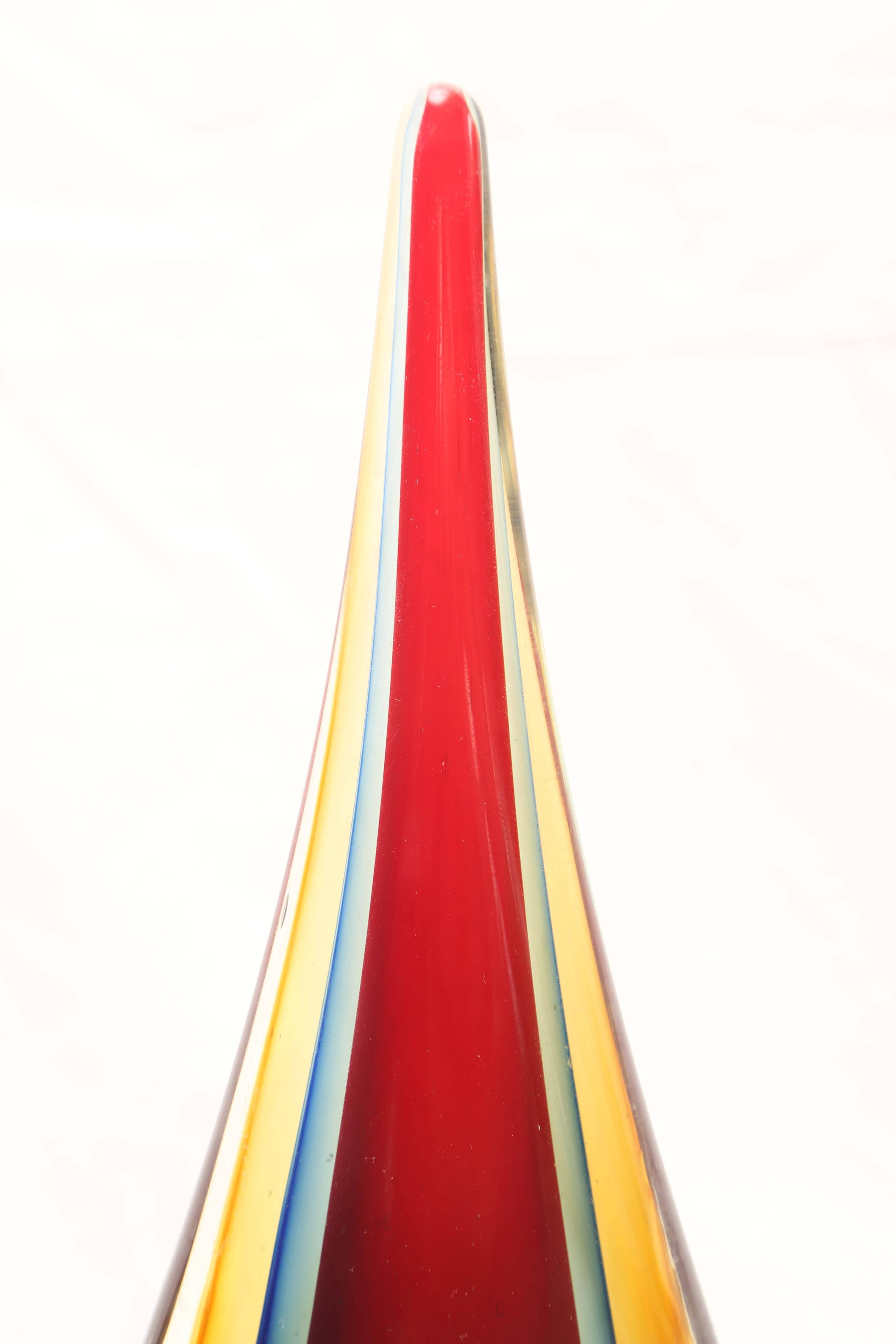 Mid-Century Modern style of Flávio Poli Glass Teardrop Sculpture Murano In Good Condition For Sale In Miami, FL