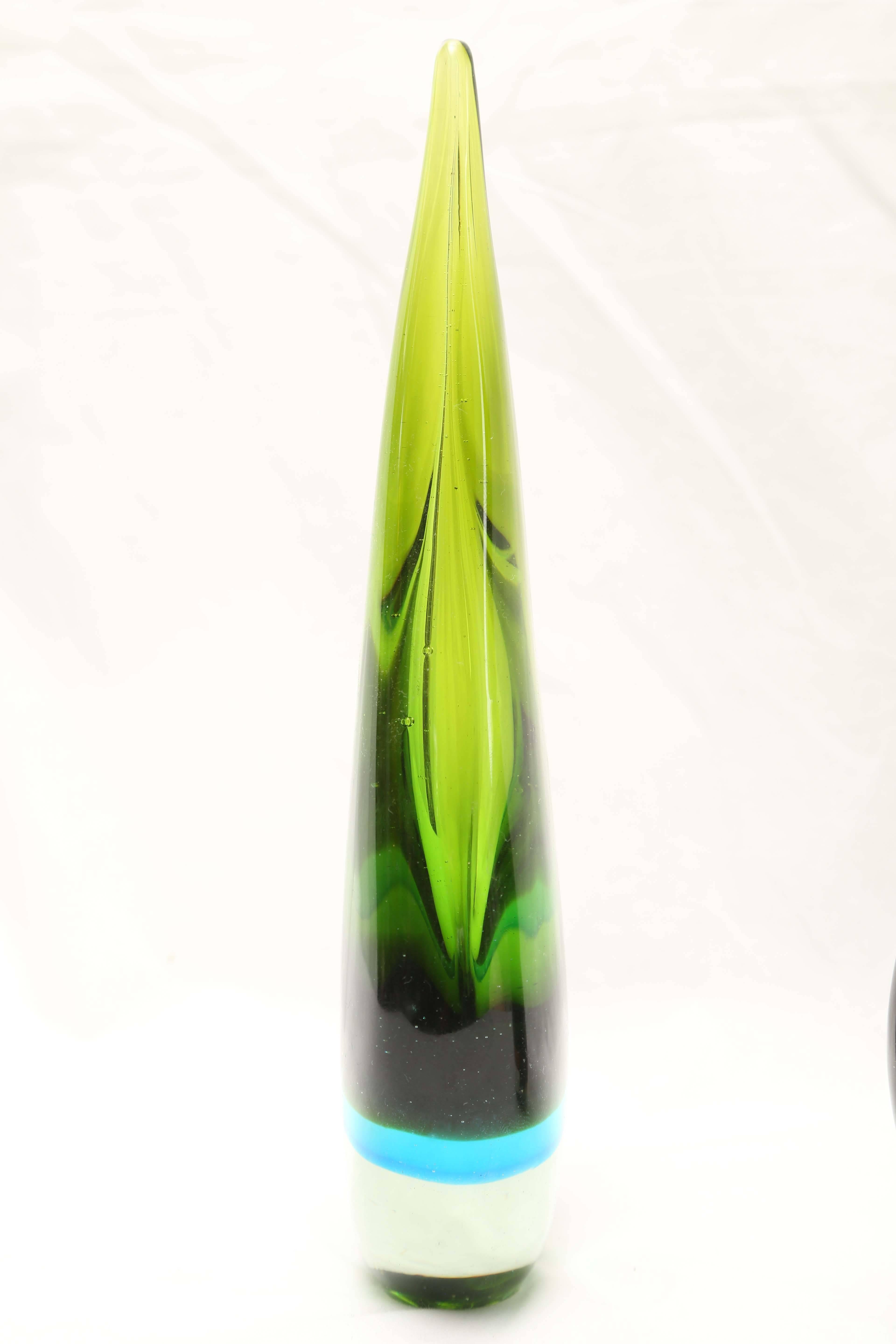 20th Century Mid-Century Modern style of Flávio Poli Glass Teardrop Sculpture Murano For Sale