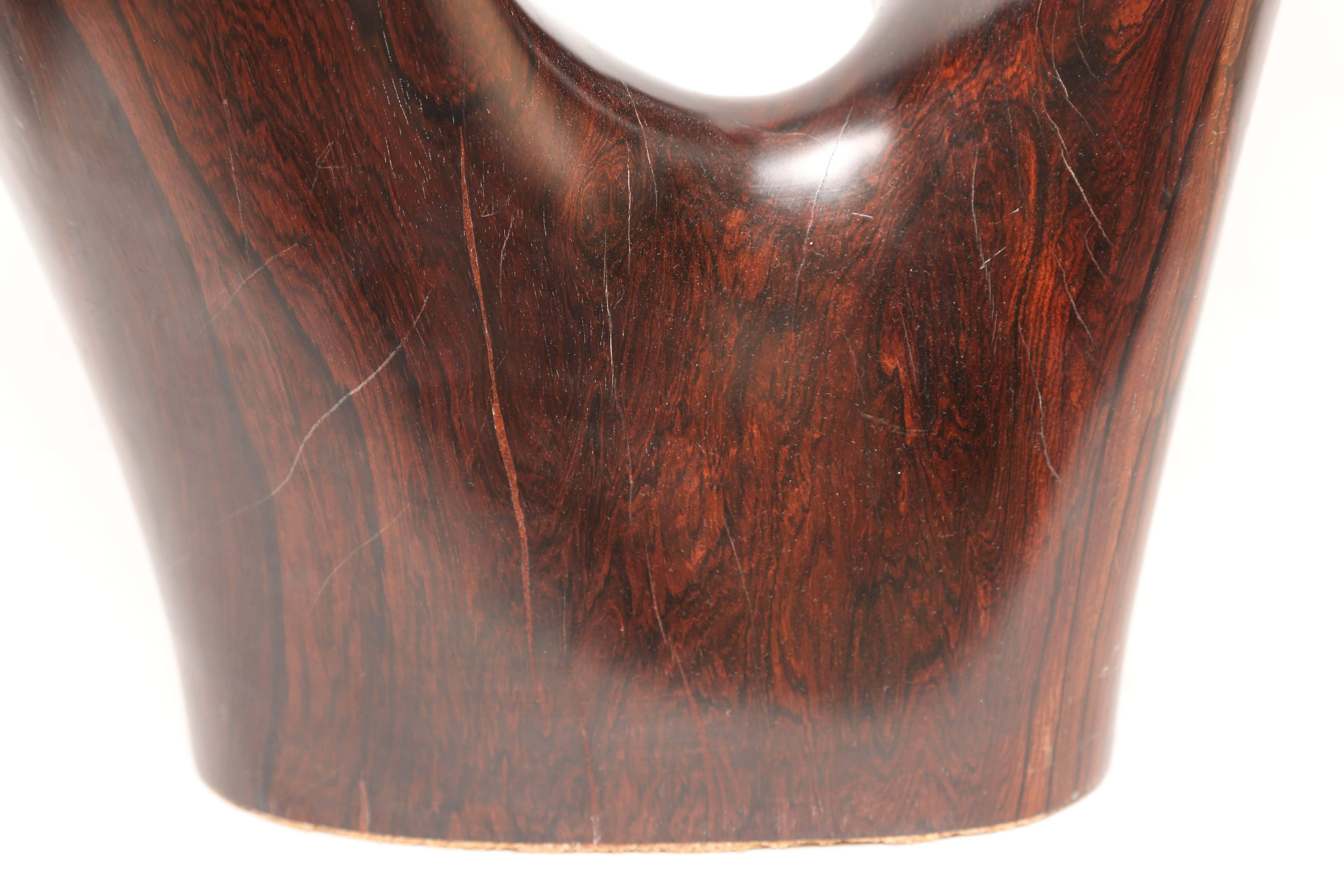 Polished Stunning Mid-Century Modern Henry Moore Style Rosewood Abstract Sculpture 