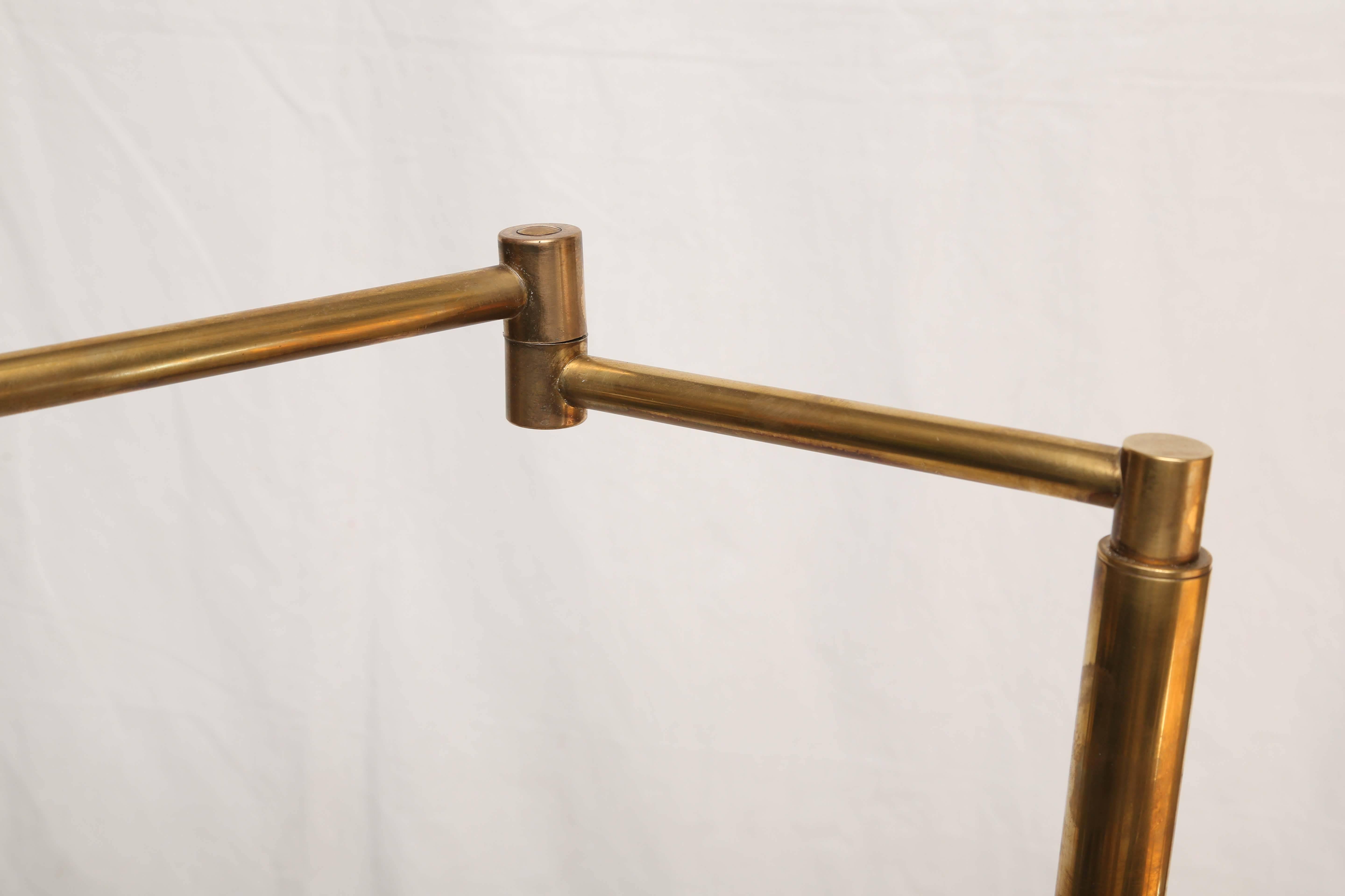 Plated Mid-Century Modern American Koch & Lowy Brass and Chrome Swing Arm Floor Lamp