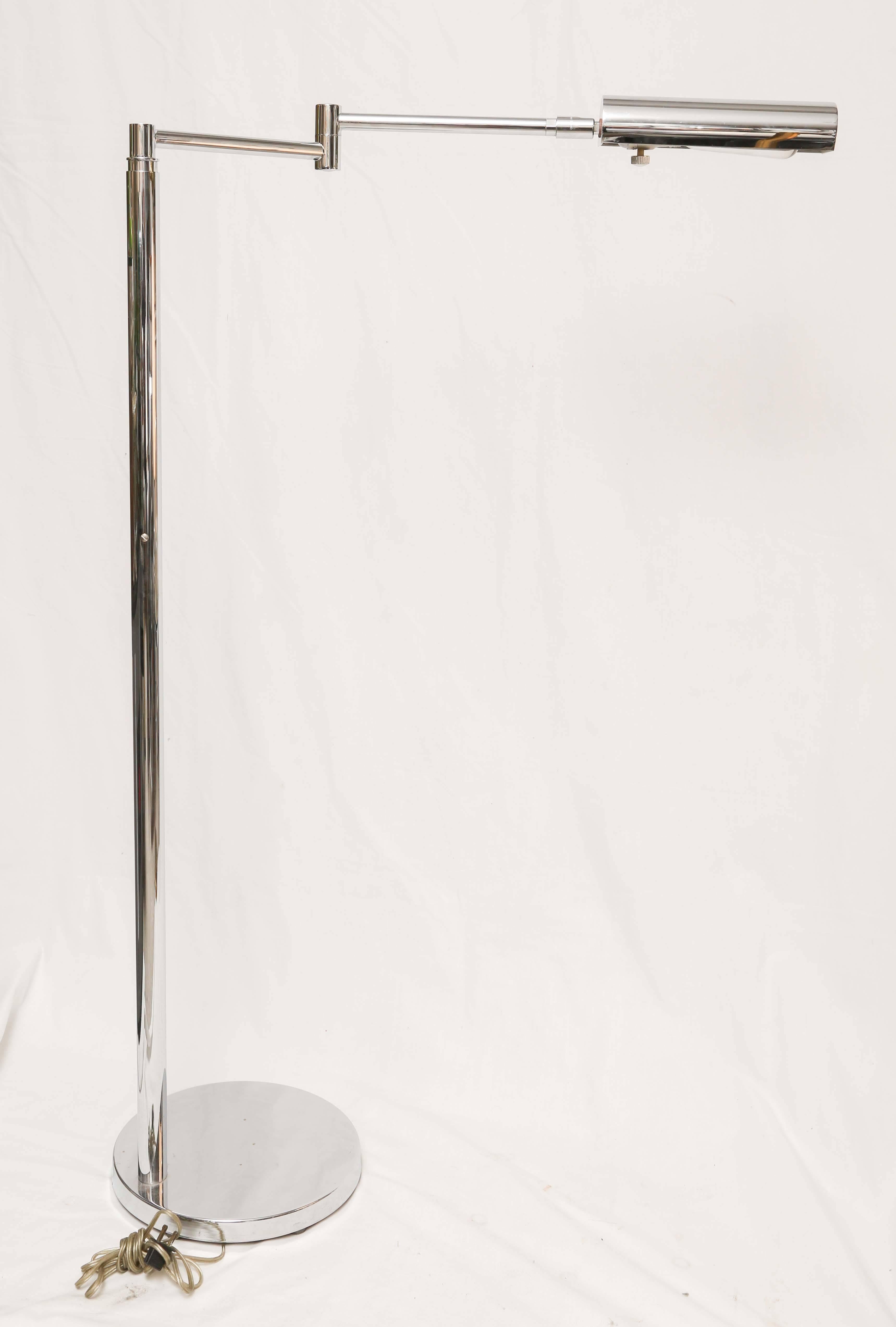 Mid-Century Modern American Koch & Lowy Brass and Chrome Swing Arm Floor Lamp 1