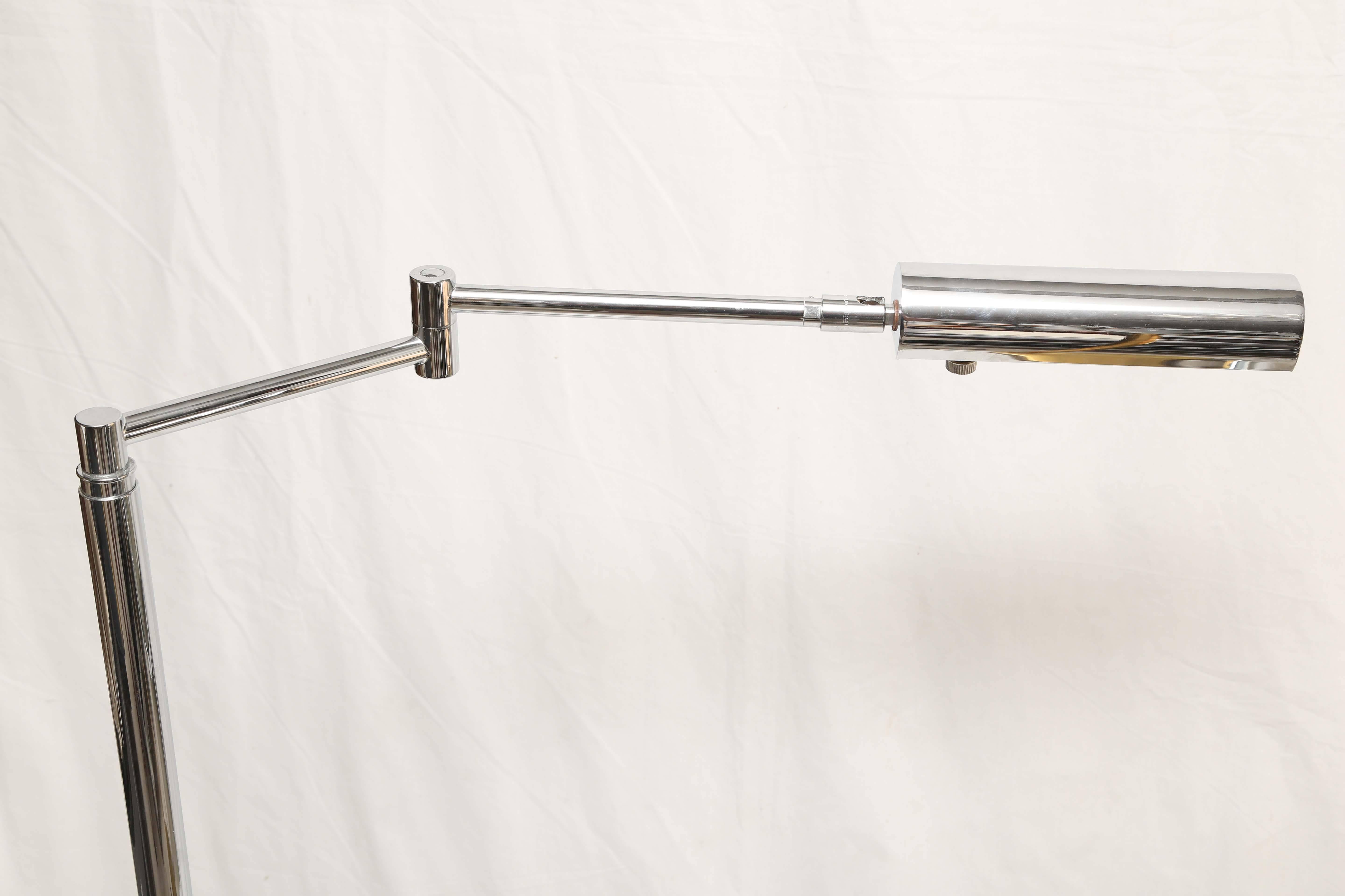 Mid-Century Modern American Koch & Lowy Brass and Chrome Swing Arm Floor Lamp 2