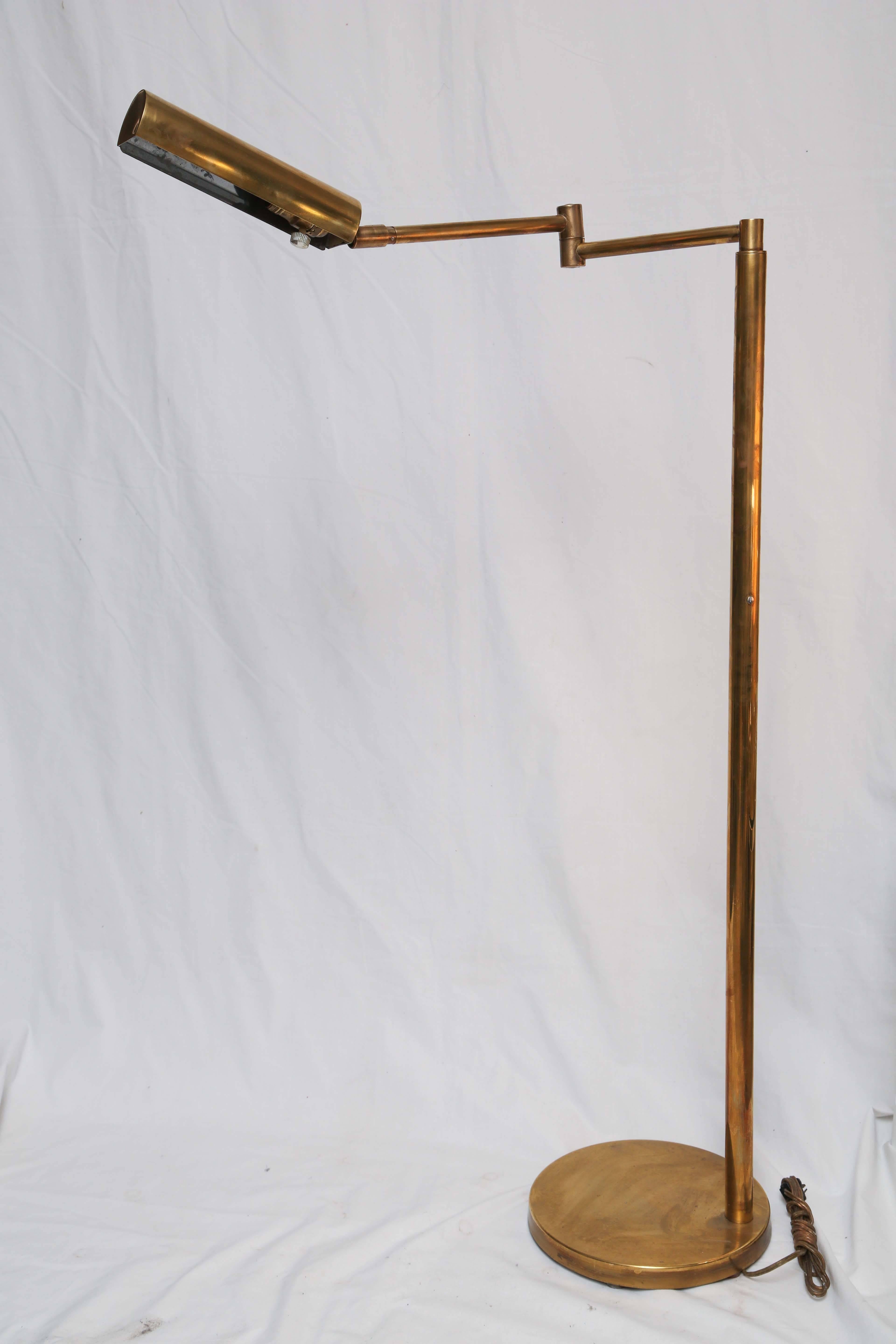 Mid-Century Modern American Koch & Lowy Brass and Chrome Swing Arm Floor Lamp 6