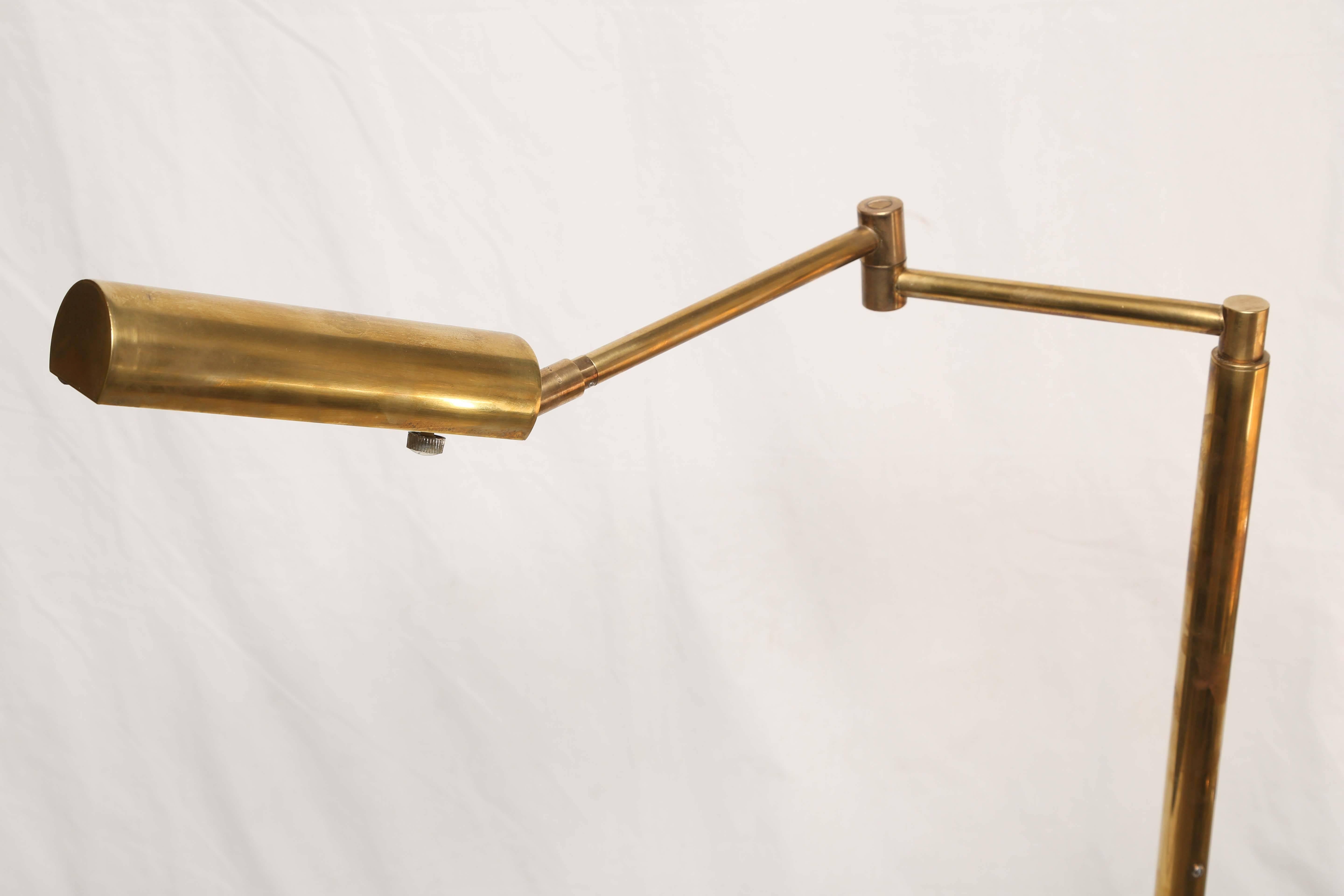 Mid-Century Modern American Koch & Lowy Brass and Chrome Swing Arm Floor Lamp 7