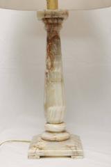 Pair of Mid-Century Modern Classical Hollywood Regency Architectural Onyx Lamps