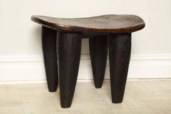 Early 20th Century Exotic Wood Side Table, Carved Tapered Legs, Sonufo