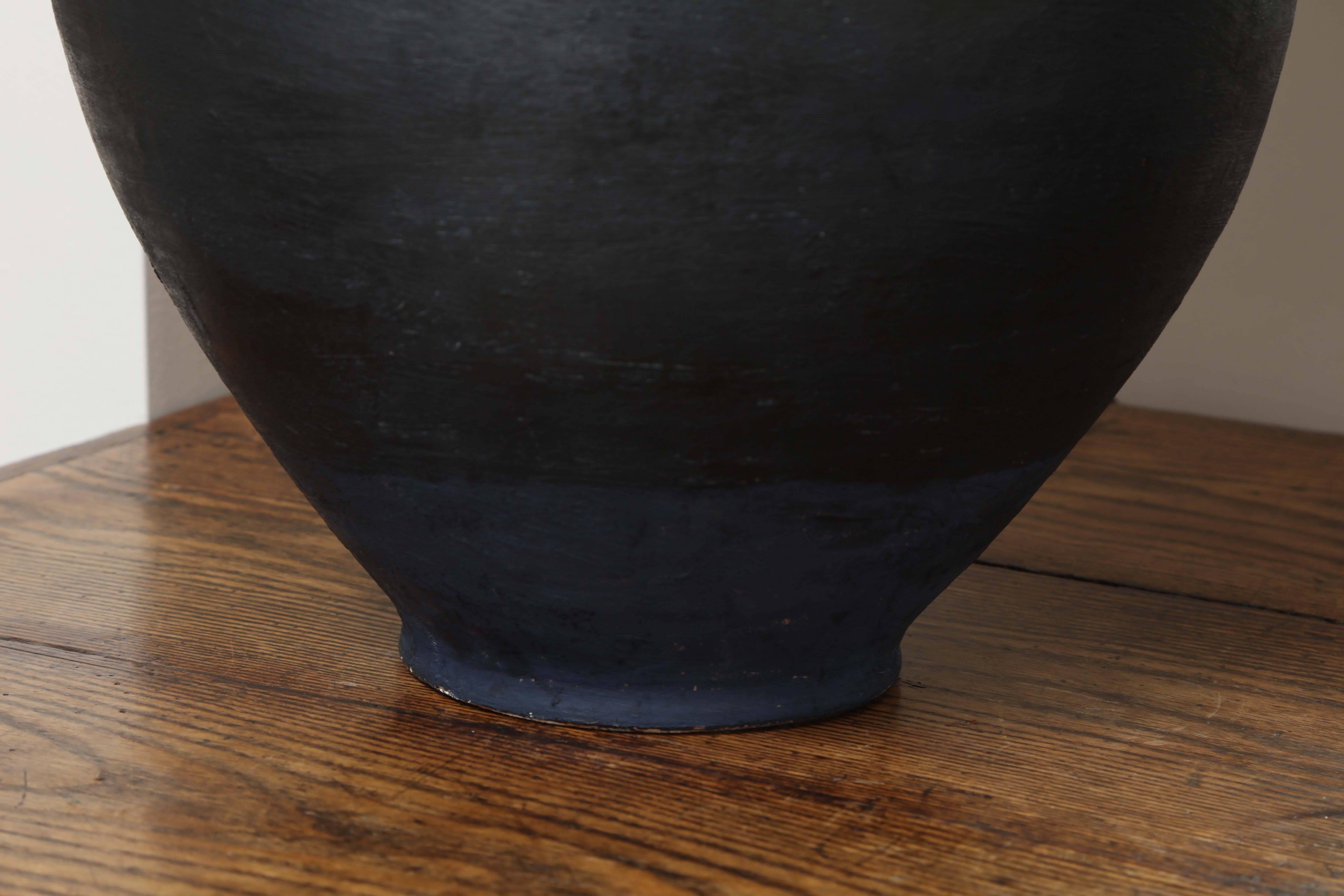 Pair of Late 19th Century Terracotta Wine Vessel Lamps, Black Glaze 3