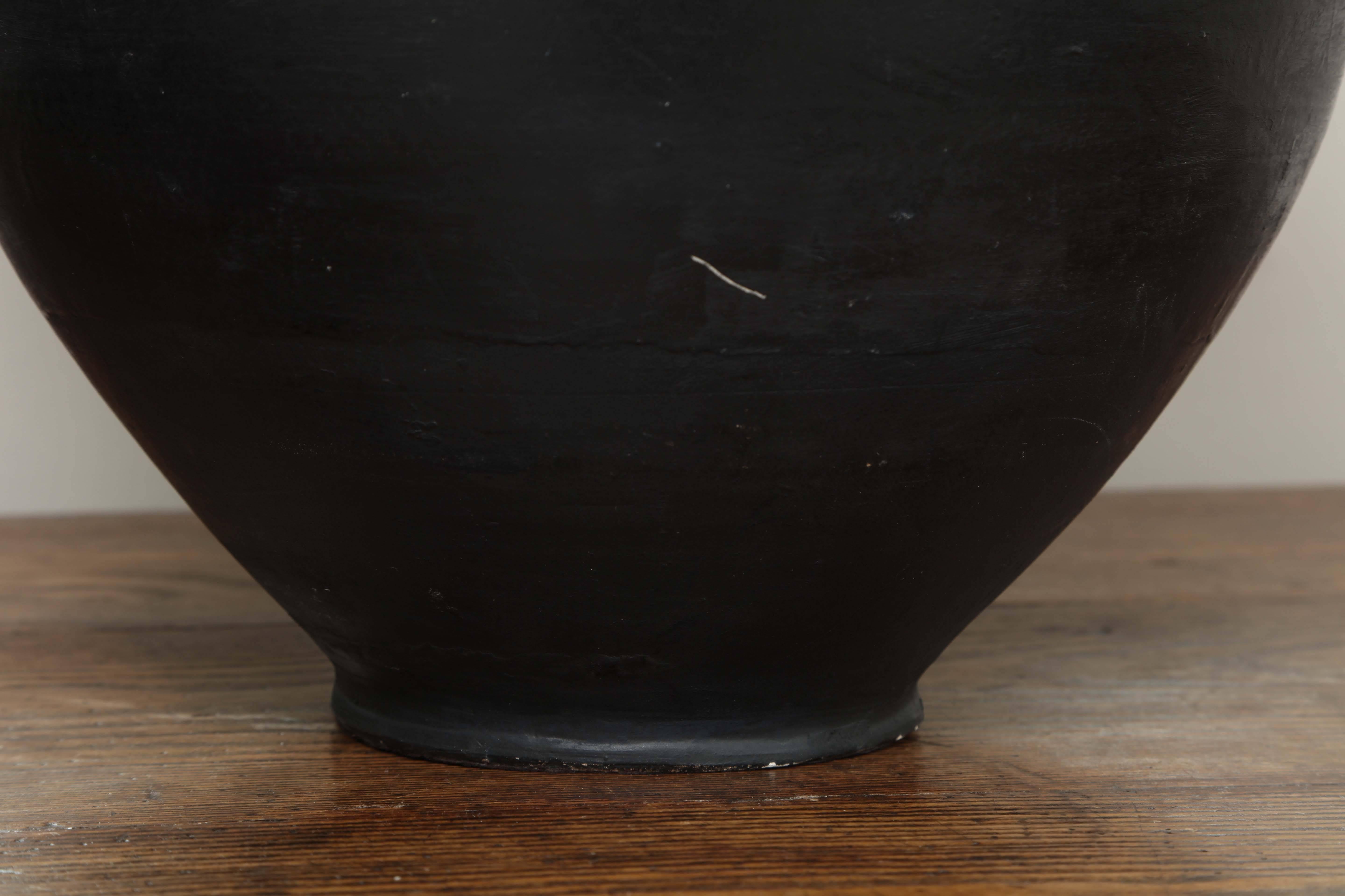Pair of Late 19th Century Terracotta Wine Vessel Lamps, Black Glaze 4