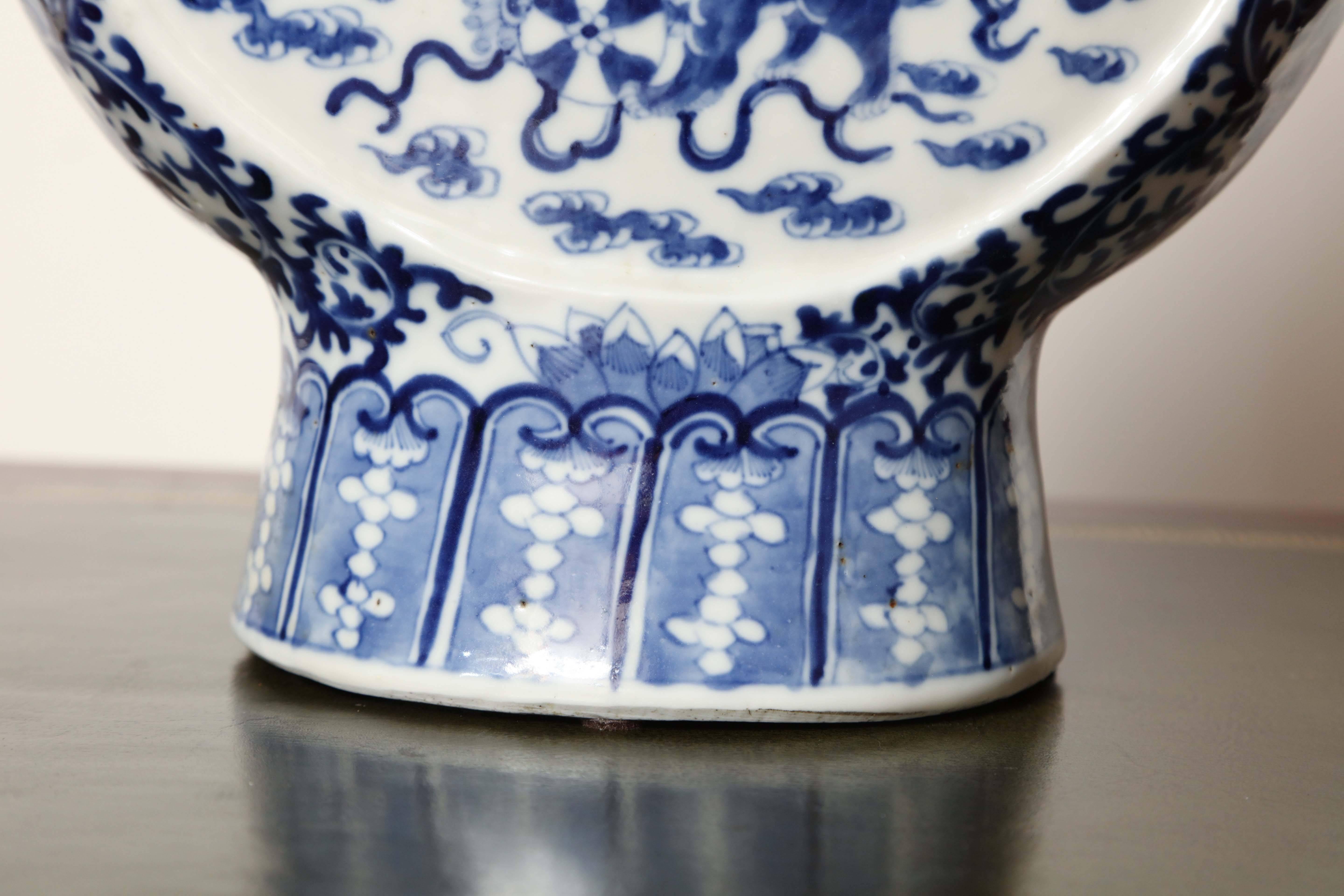 19th Century Chinese, Blue and White Moon Flask 4