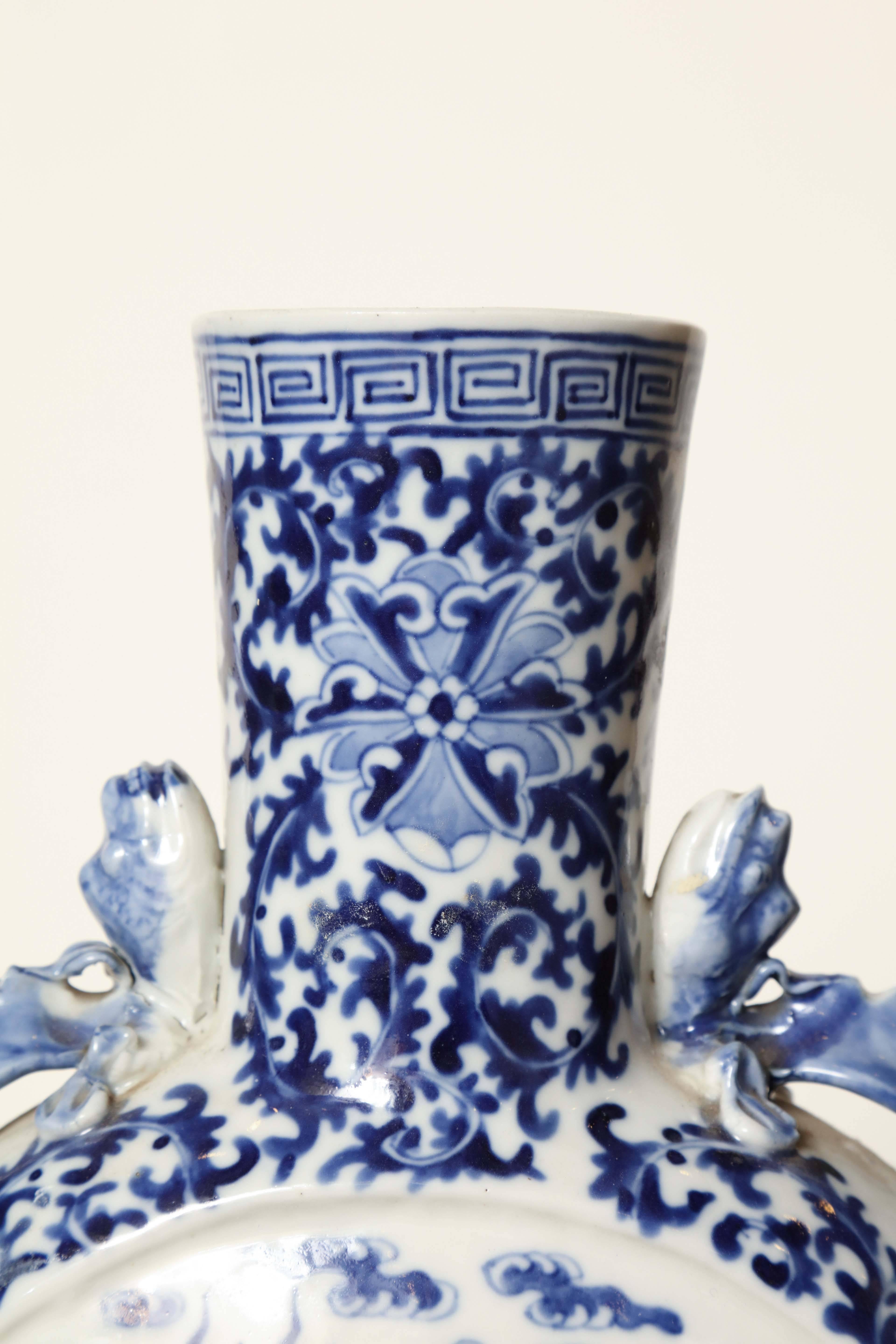19th Century Chinese, Blue and White Moon Flask 5