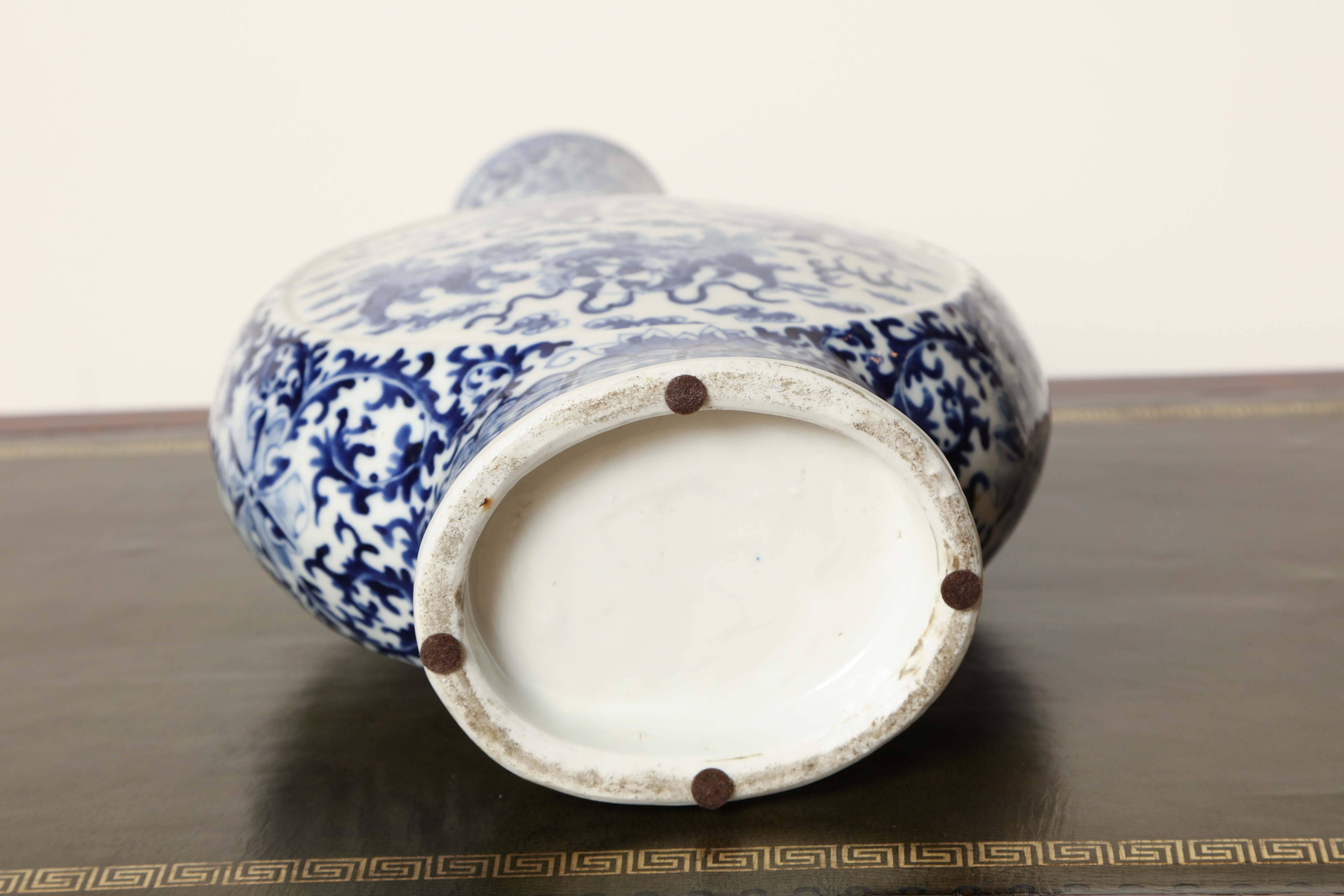 19th Century Chinese, Blue and White Moon Flask 6